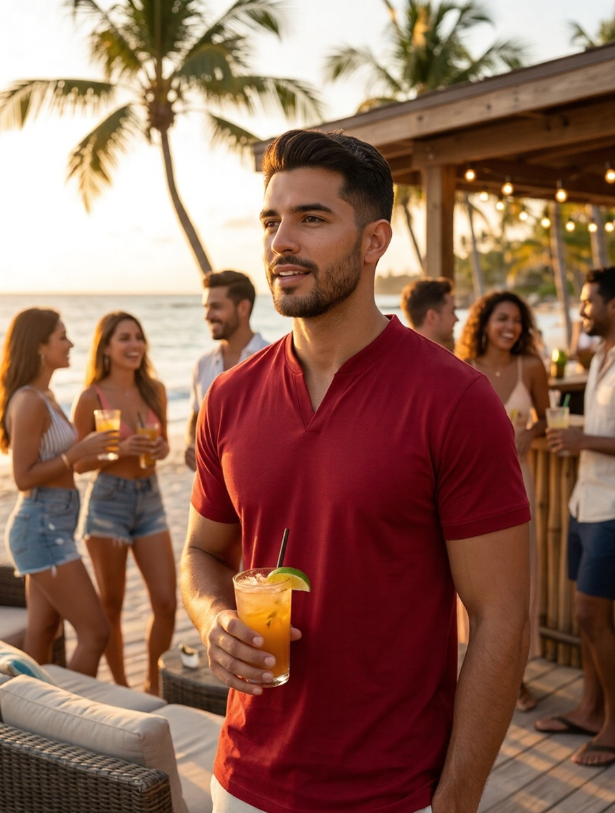 Men’s V-Notch Short Sleeve Shirt – Athletic Fit, Modern Summer Style