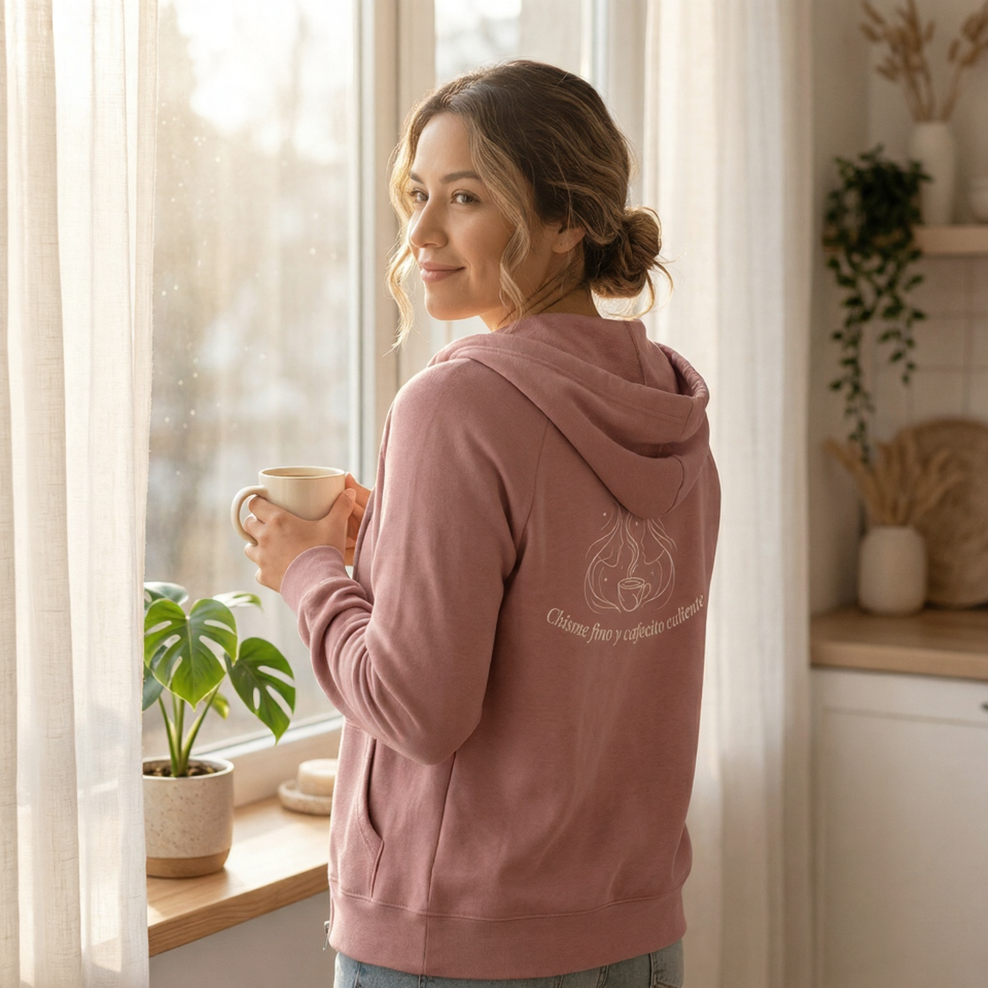 Chisme Fino Zip Hoodie – Cafecito y Actitud Edition