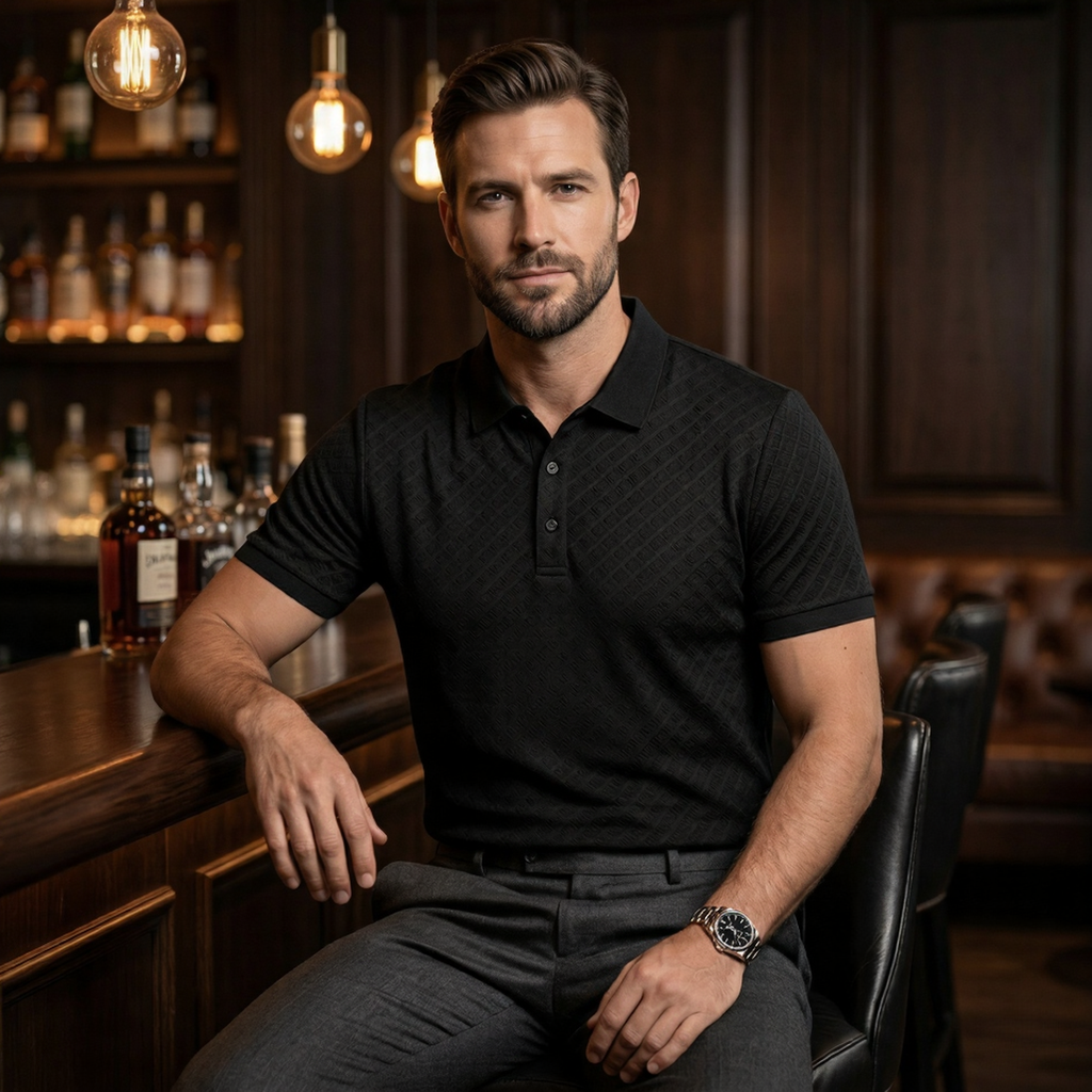 The Executive Texture Polo – Modern Luxury Fit
