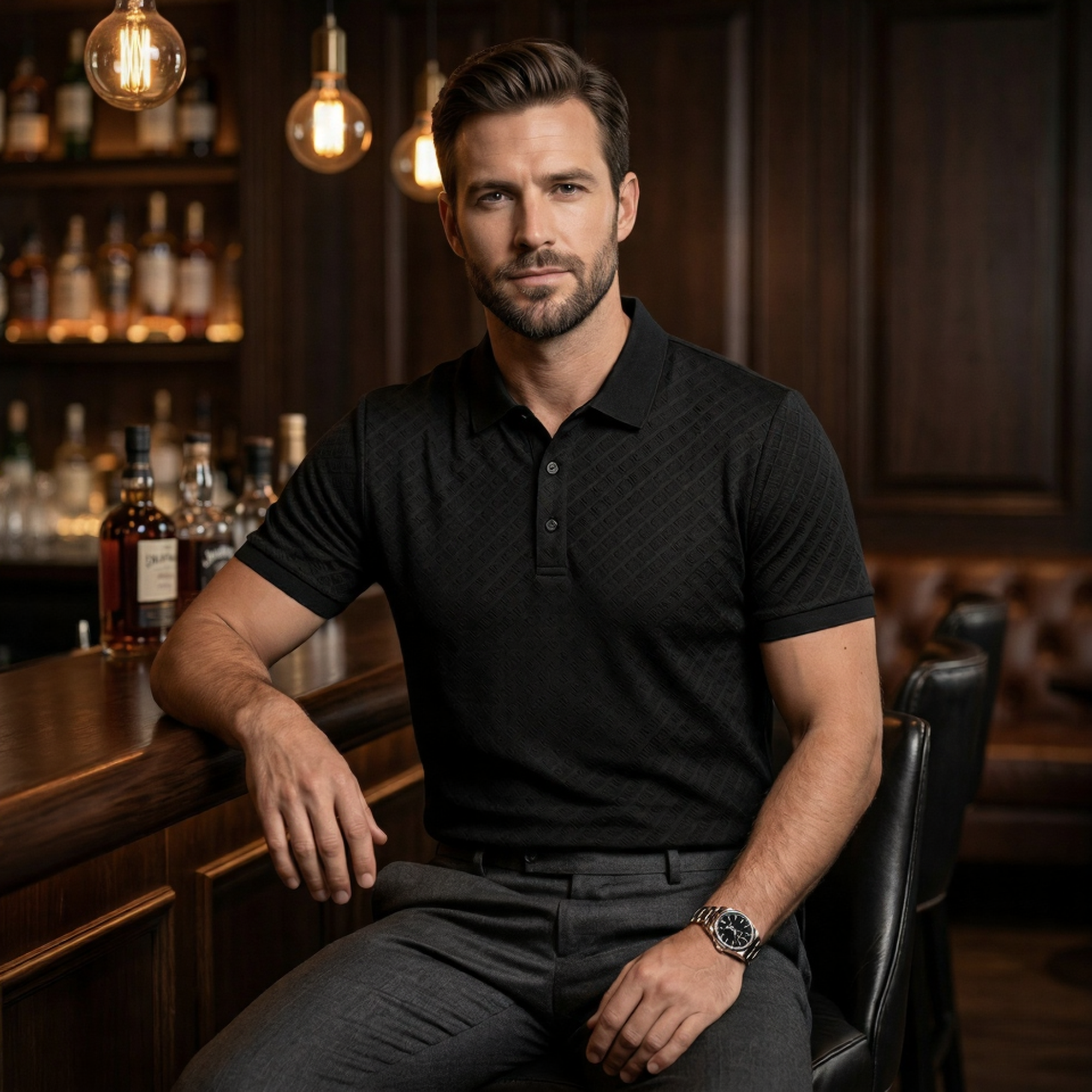 The Executive Texture Polo – Modern Luxury Fit
