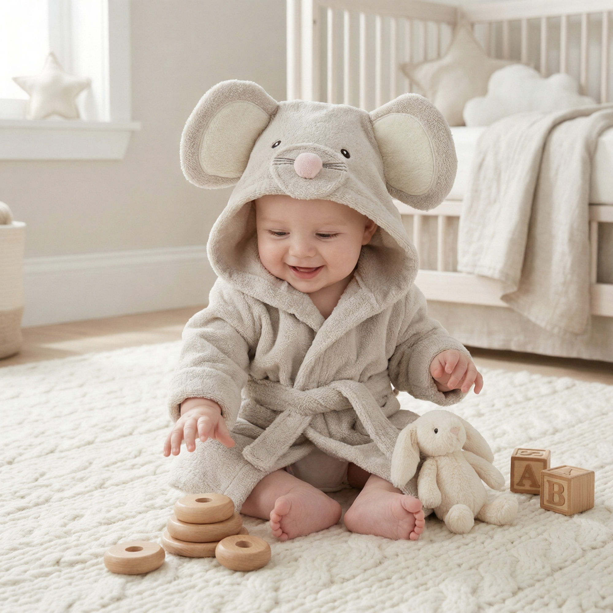 Cartoon Cute Ultra Soft Animal Modeling Baby Bath Towels Baby Bathrobes Cotton Children's Bathrobes Baby Hooded