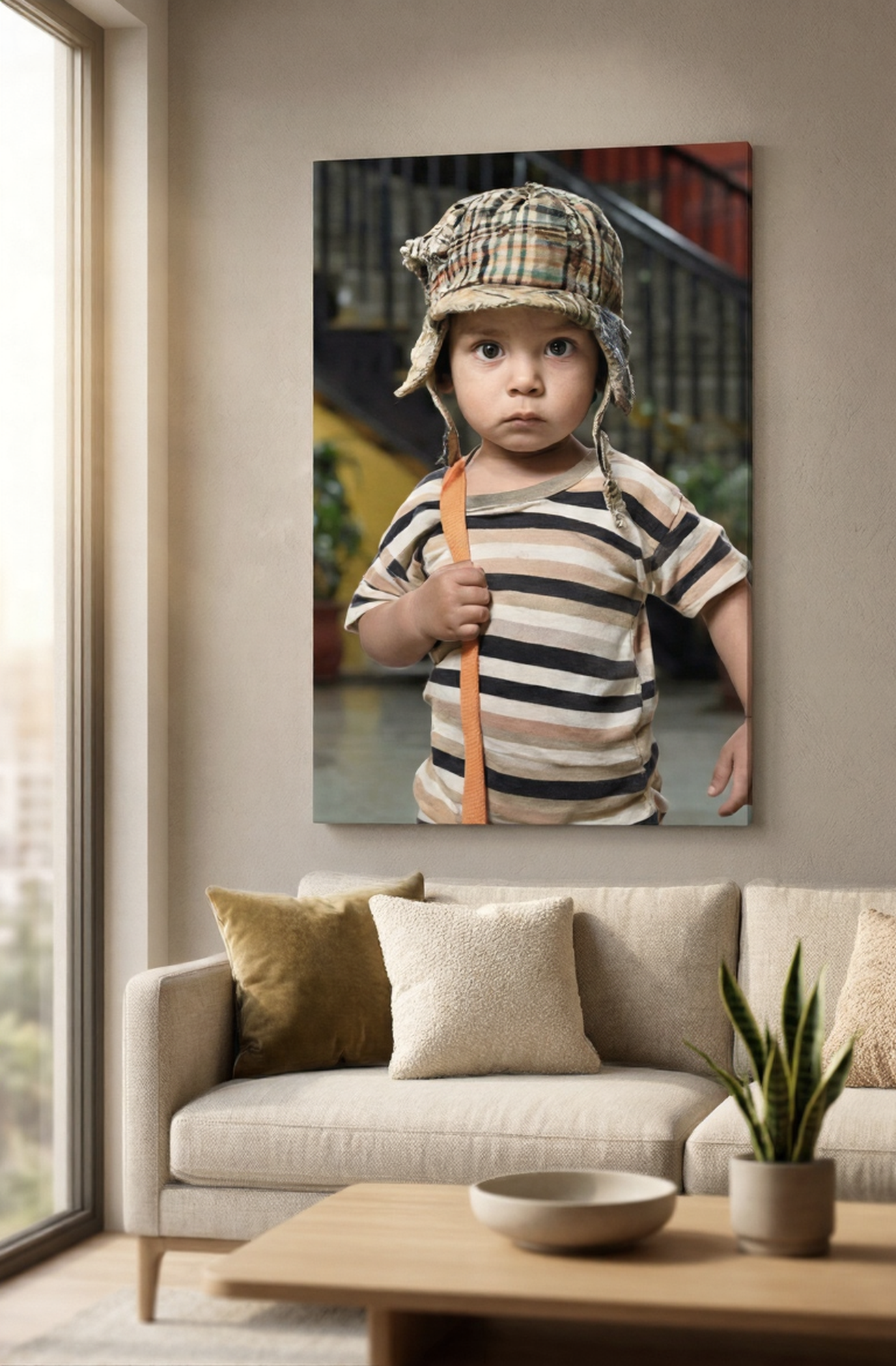 Vintage Childhood Portrait Canvas Wall Art | Realistic Nostalgic Kids Photography Print | Emotional Storytelling Decor | Unique Home or Nursery Wall Art