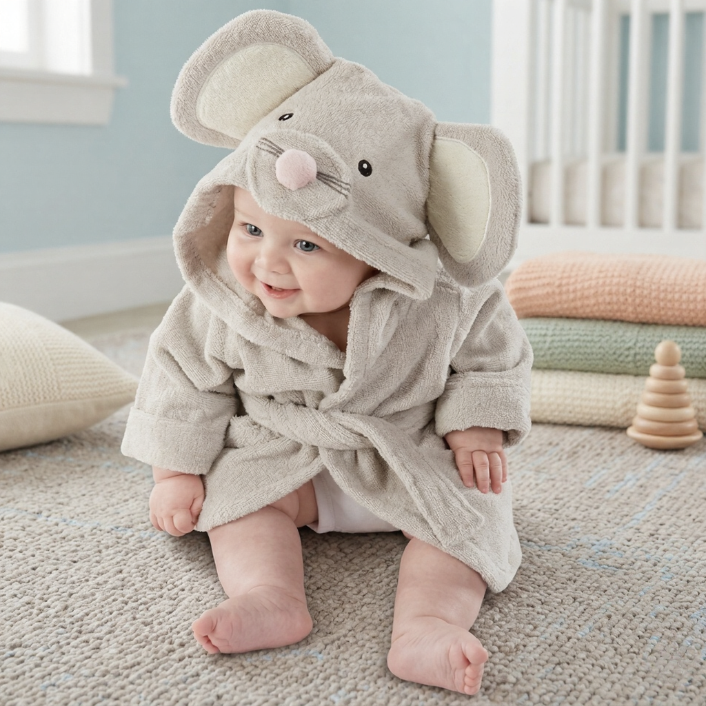 Cartoon Cute Ultra Soft Animal Modeling Baby Bath Towels Baby Bathrobes Cotton Children's Bathrobes Baby Hooded