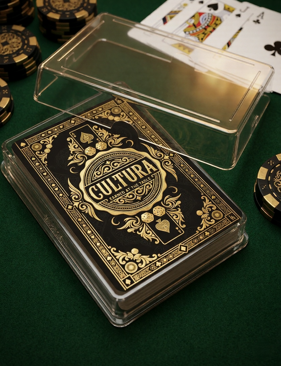 CULTURA Playing Cards – Luxury Black & Gold Poker Deck | “Earned at the Table” | Premium Casino Style Cards