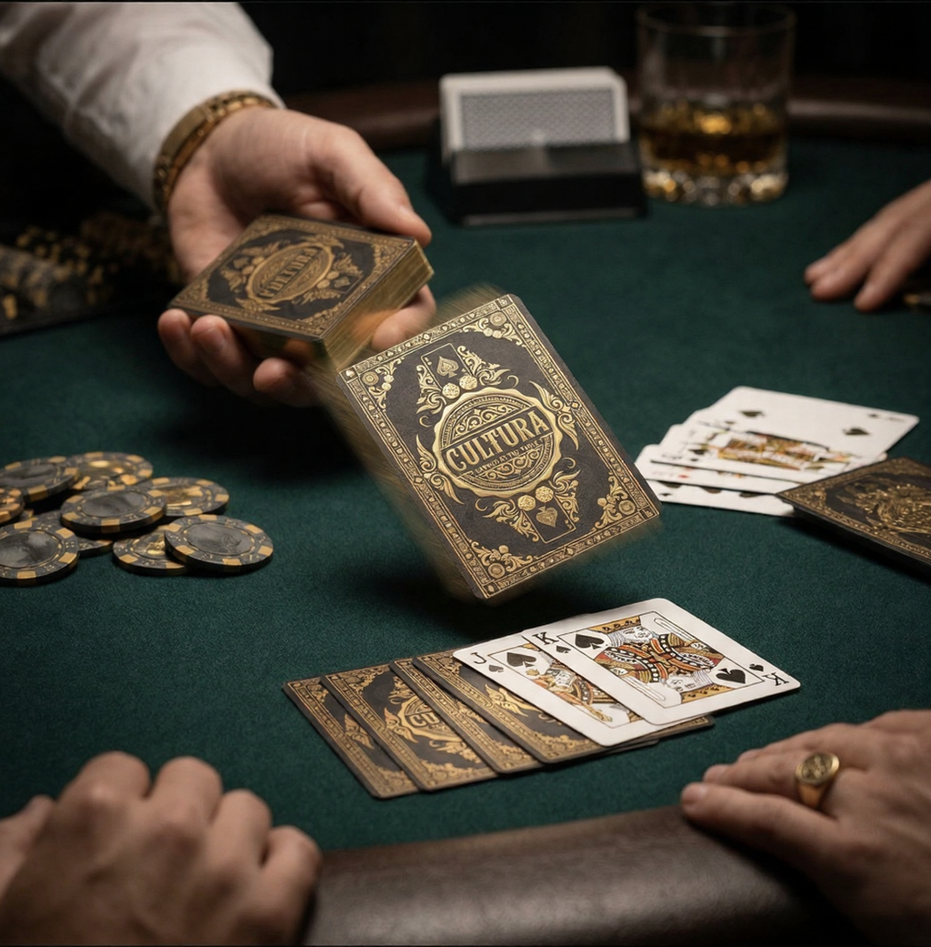 CULTURA Playing Cards – Luxury Black & Gold Poker Deck | “Earned at the Table” | Premium Casino Style Cards