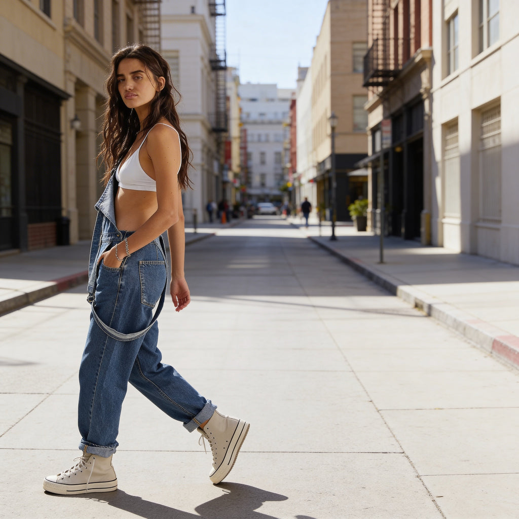 Effortless Chic High-Waisted Denim Jumpsuit