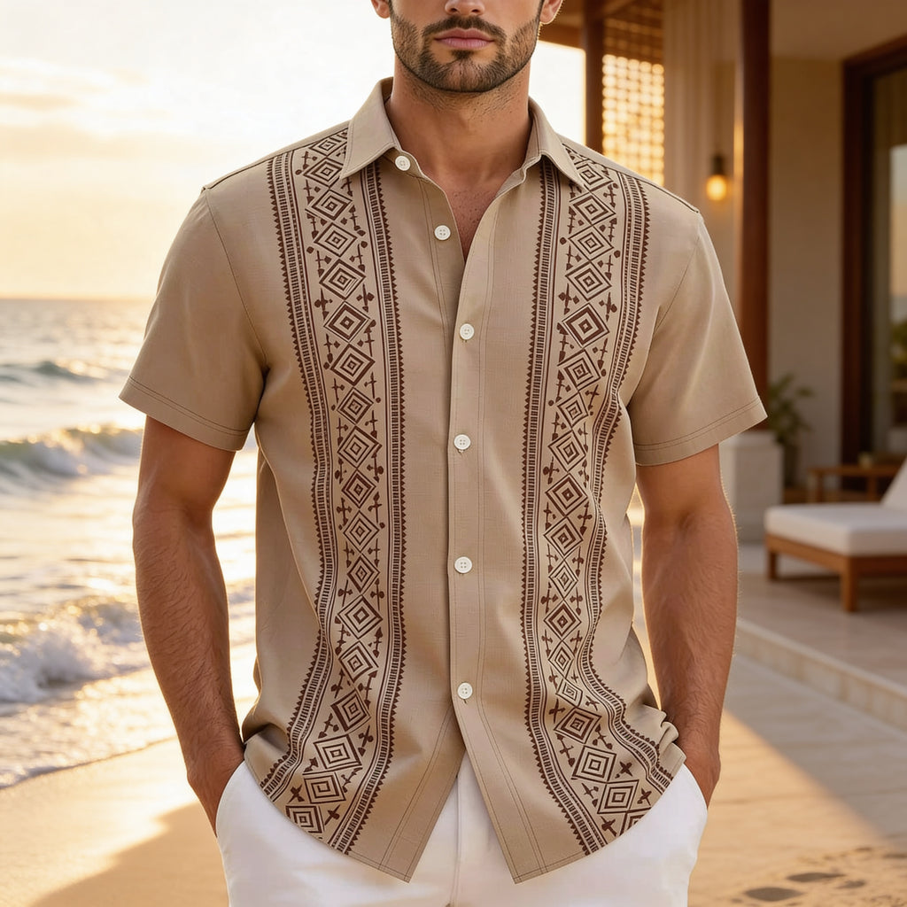 Men’s Tropical Print Hawaiian Shirt – Modern Summer Resort Button-Up