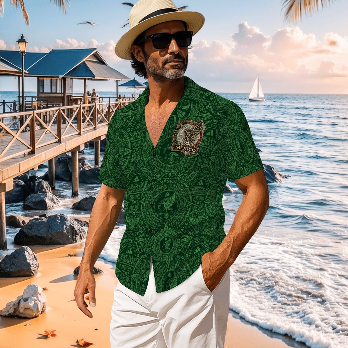 Mexico Heritage Hawaiian Soccer Shirt – Verde Edition