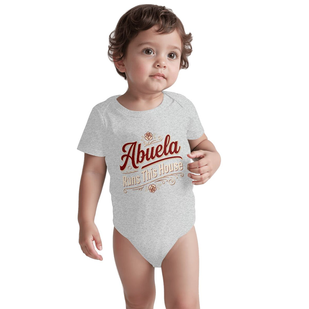 Abuela Runs This House Baby Onesie – Funny Cultura Baby Bodysuit