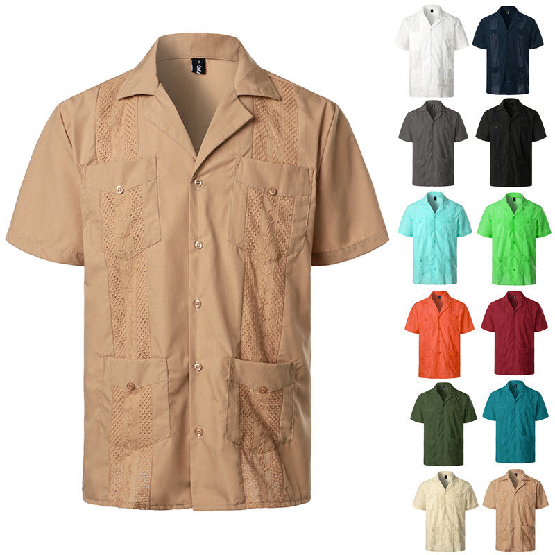 Men’s Classic Guayabera Shirt – Timeless Short Sleeve Button-Up for Summer & Special Occasions