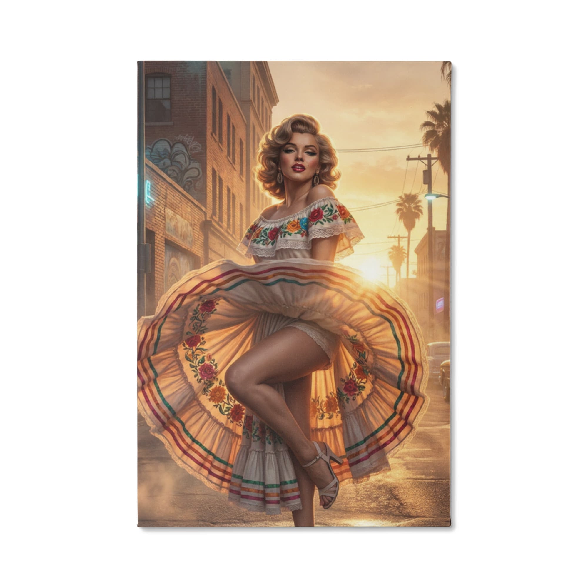 “Golden Hour Muse — Vintage Hollywood-Inspired Canvas Wall Art | Elegant Statement Piece for Modern Interiors”