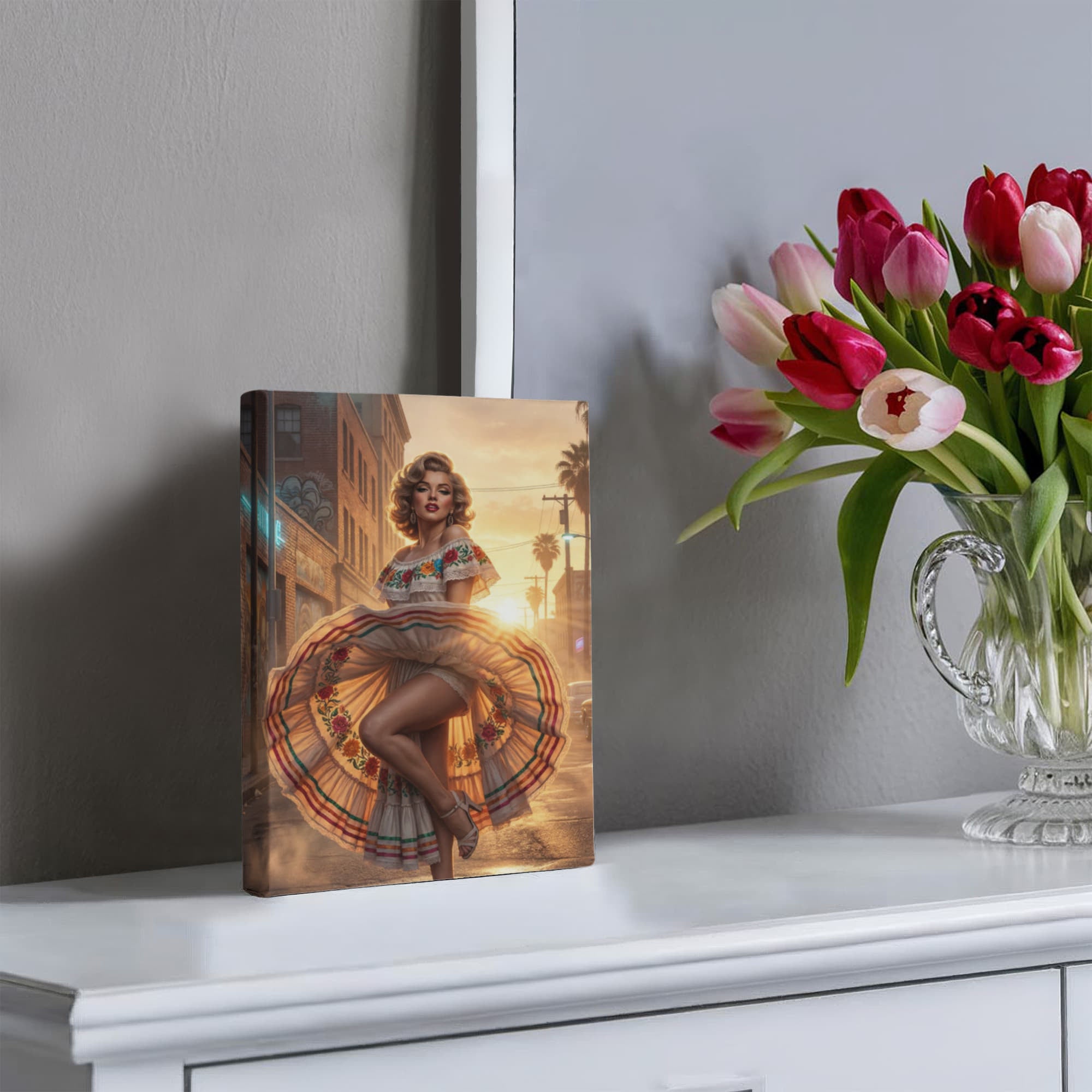 “Golden Hour Muse — Vintage Hollywood-Inspired Canvas Wall Art | Elegant Statement Piece for Modern Interiors”