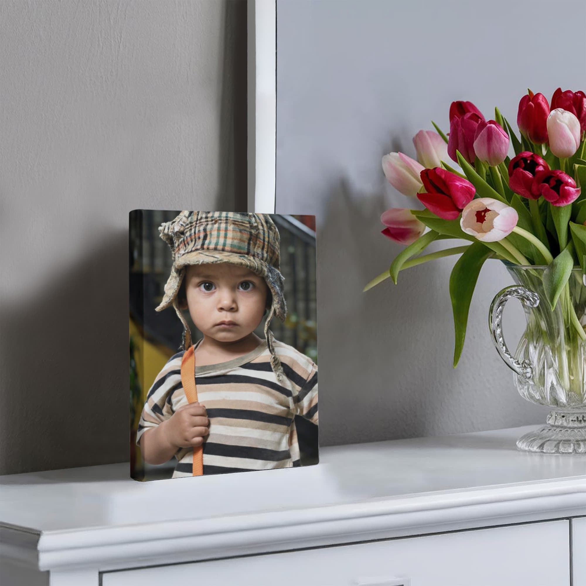Vintage Childhood Portrait Canvas Wall Art | Realistic Nostalgic Kids Photography Print | Emotional Storytelling Decor | Unique Home or Nursery Wall Art
