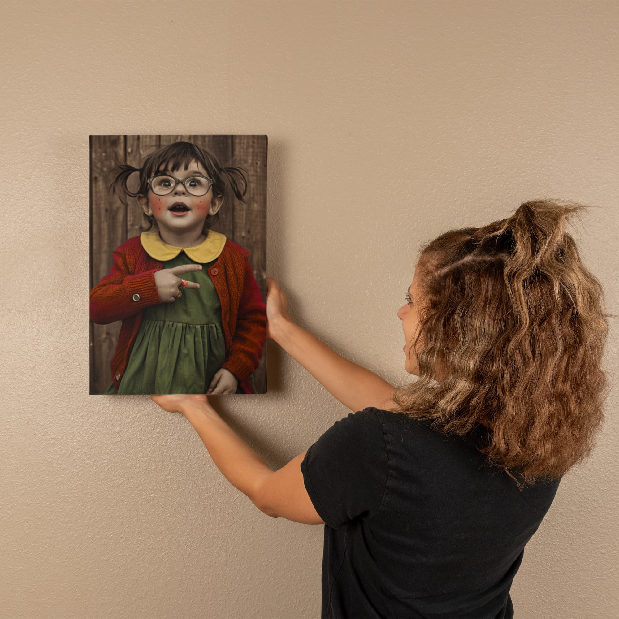 “Curious Little Soul — Vintage-Inspired Portrait Canvas Print | Whimsical Childhood Wall Art”