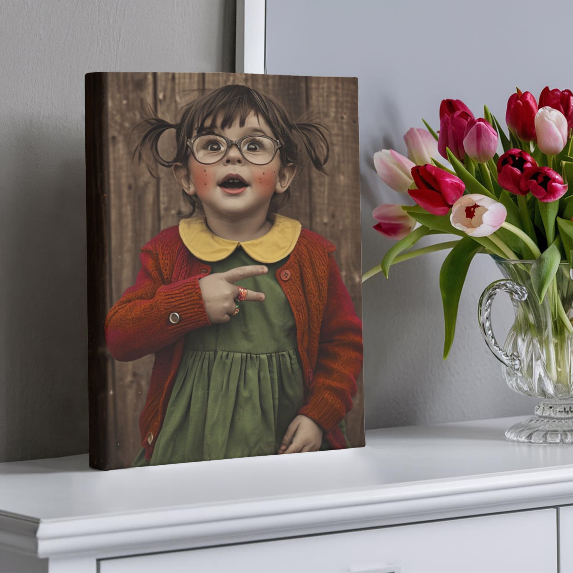 “Curious Little Soul — Vintage-Inspired Portrait Canvas Print | Whimsical Childhood Wall Art”