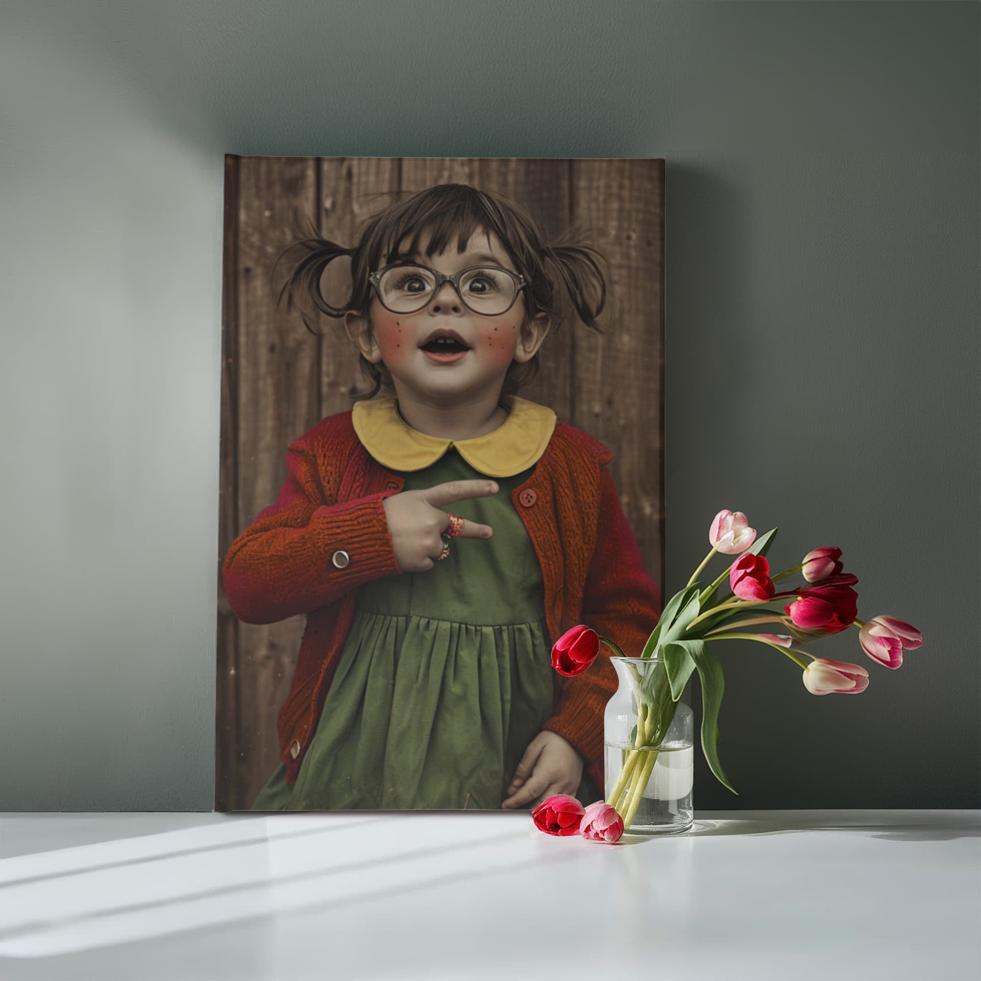 “Curious Little Soul — Vintage-Inspired Portrait Canvas Print | Whimsical Childhood Wall Art”