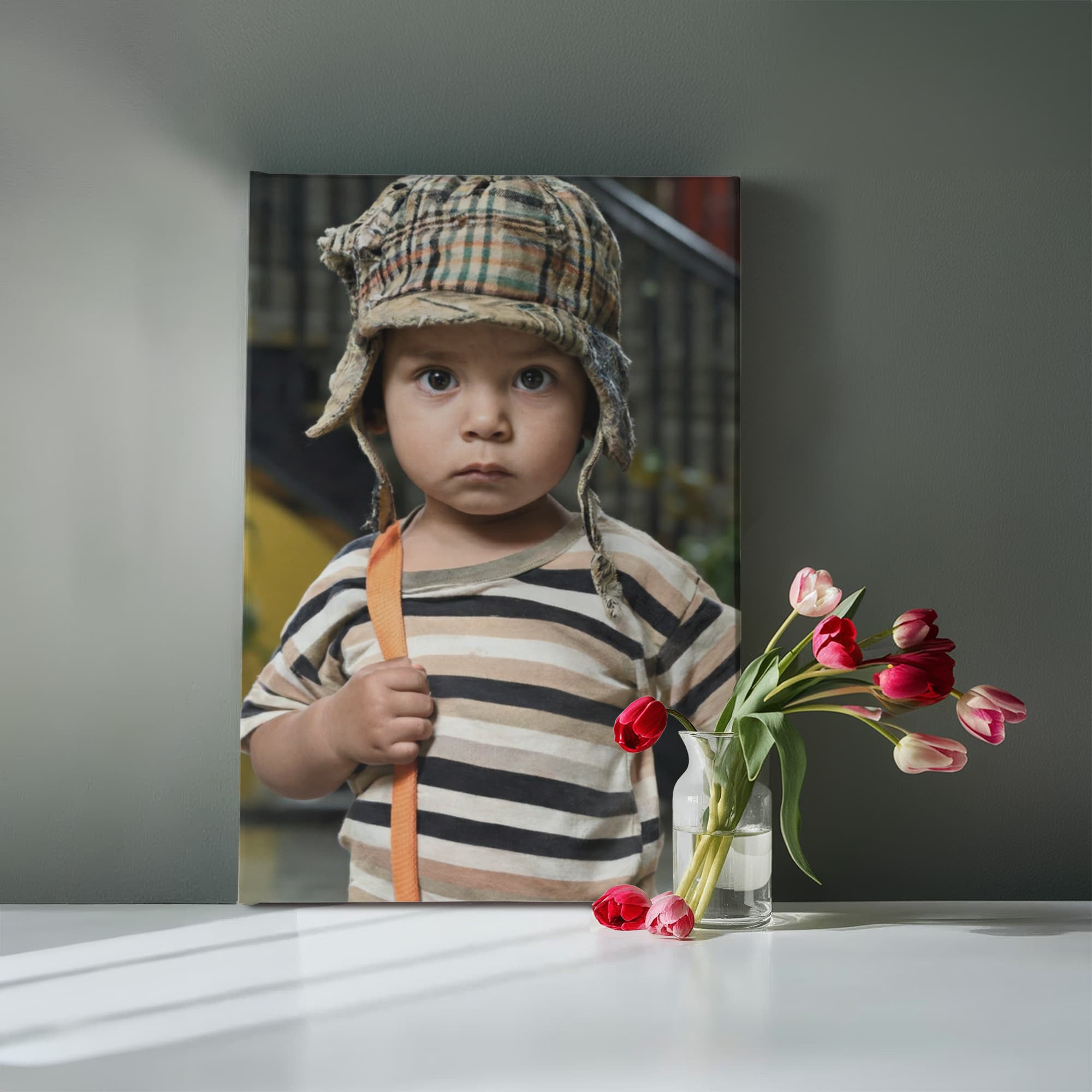 Vintage Childhood Portrait Canvas Wall Art | Realistic Nostalgic Kids Photography Print | Emotional Storytelling Decor | Unique Home or Nursery Wall Art