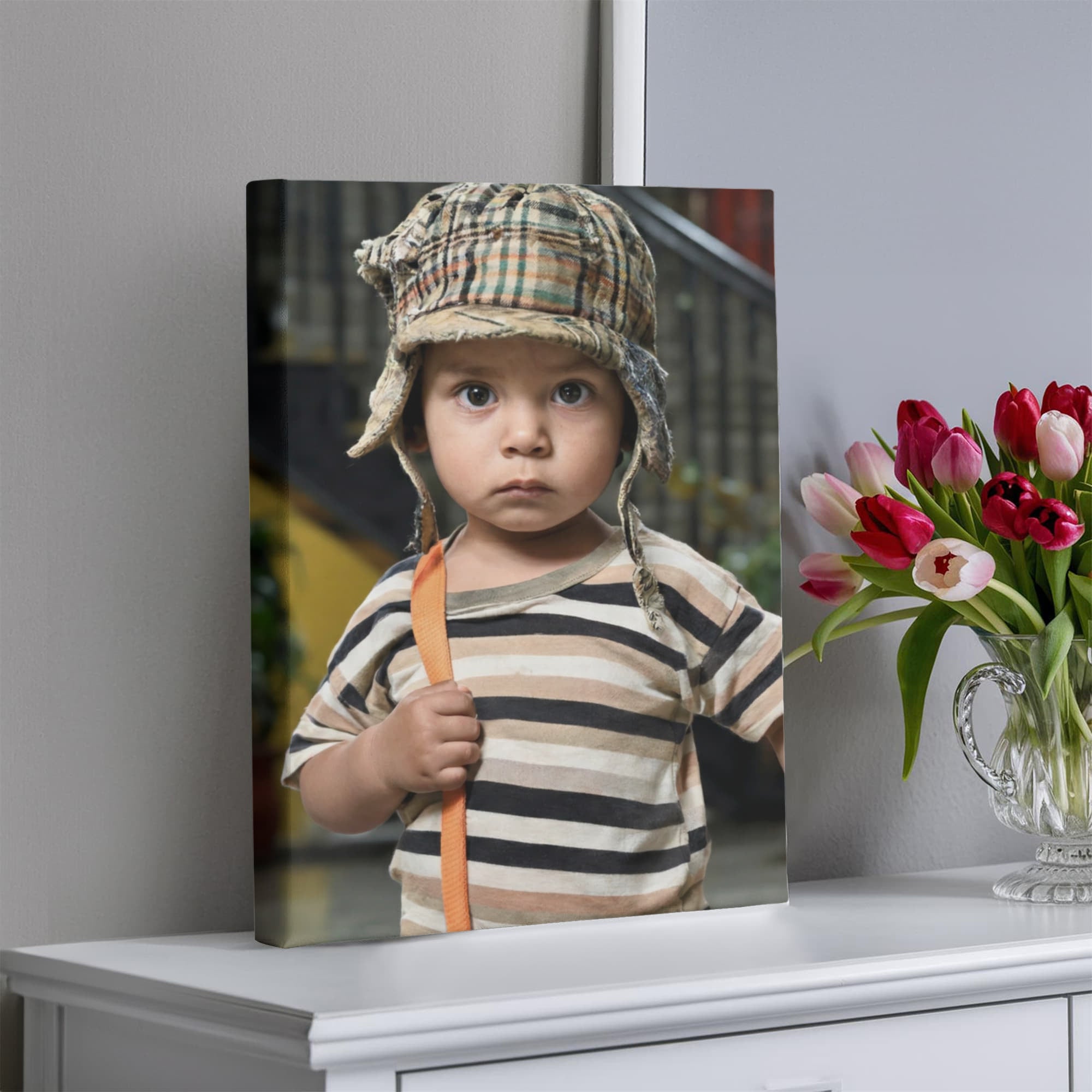 Vintage Childhood Portrait Canvas Wall Art | Realistic Nostalgic Kids Photography Print | Emotional Storytelling Decor | Unique Home or Nursery Wall Art