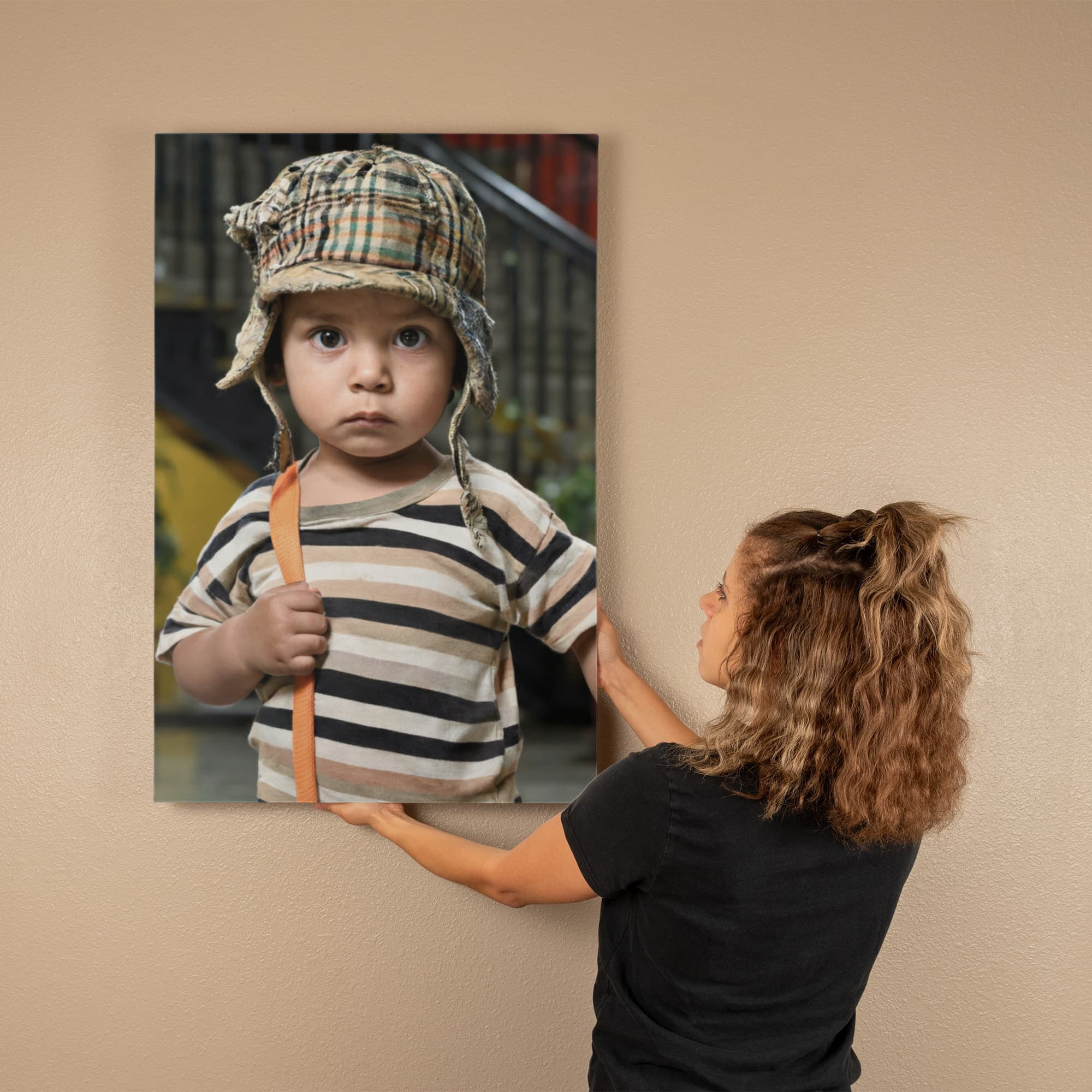 Vintage Childhood Portrait Canvas Wall Art | Realistic Nostalgic Kids Photography Print | Emotional Storytelling Decor | Unique Home or Nursery Wall Art