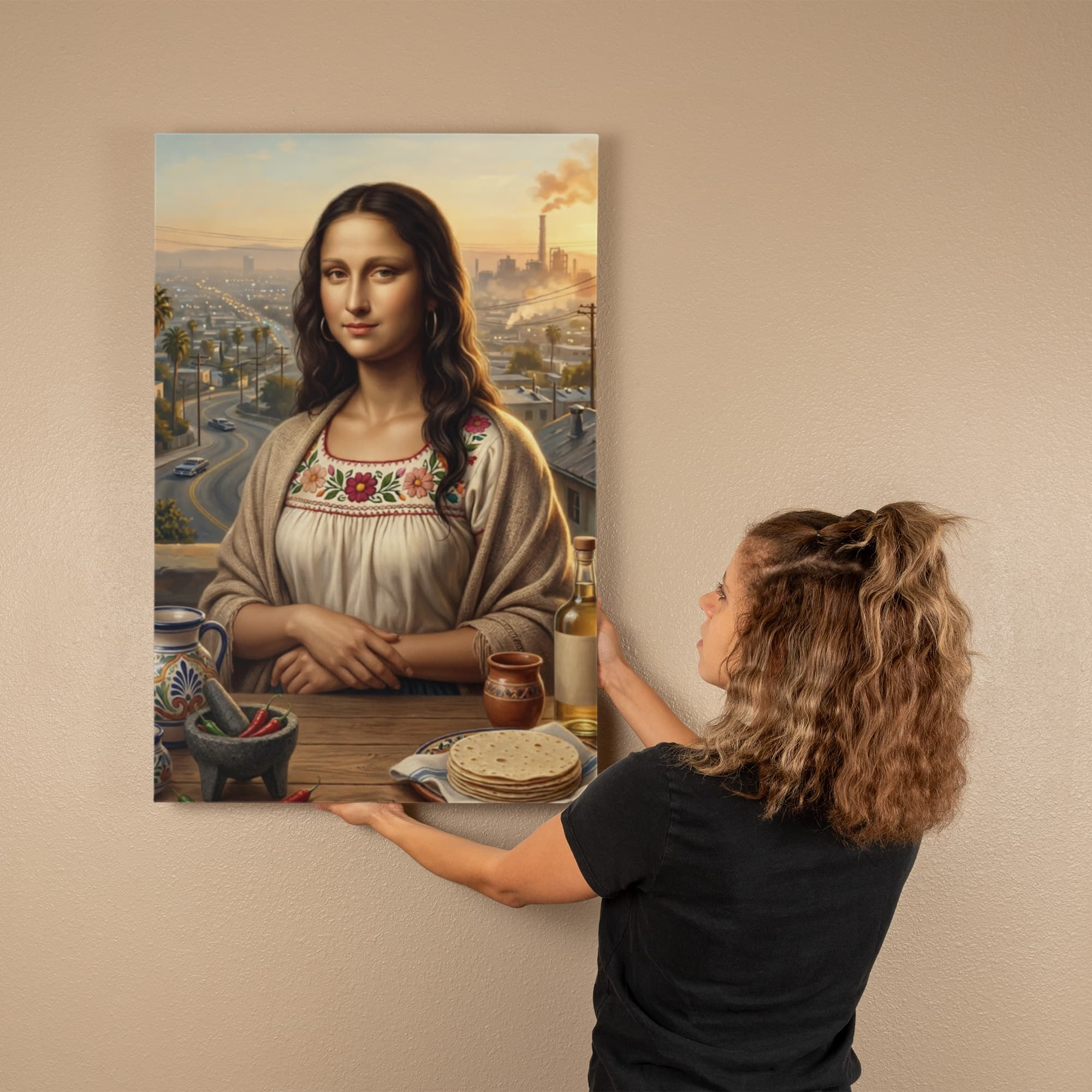 Mexican Mona Lisa in Los Angeles – Cultural Canvas Wall Art