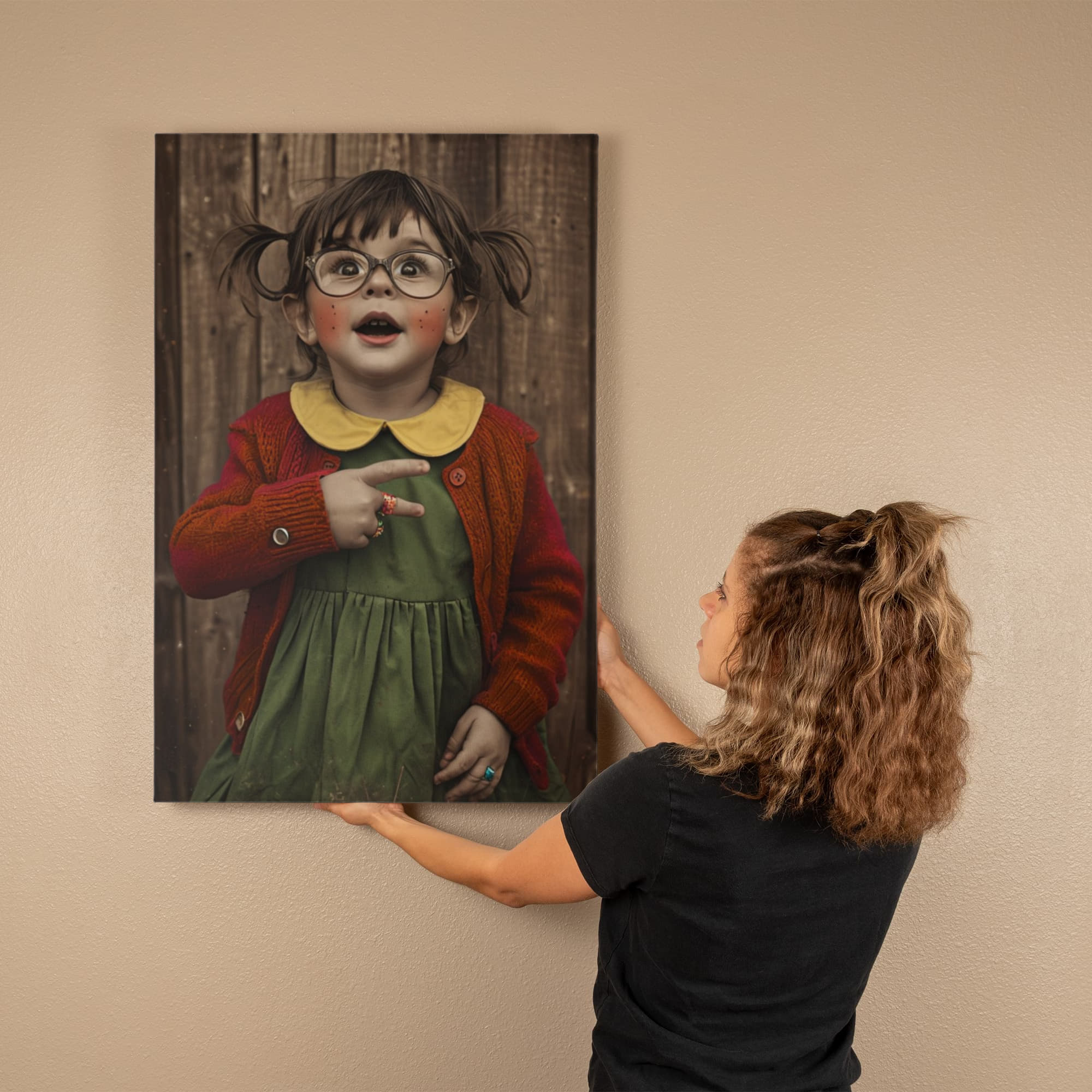 “Curious Little Soul — Vintage-Inspired Portrait Canvas Print | Whimsical Childhood Wall Art”