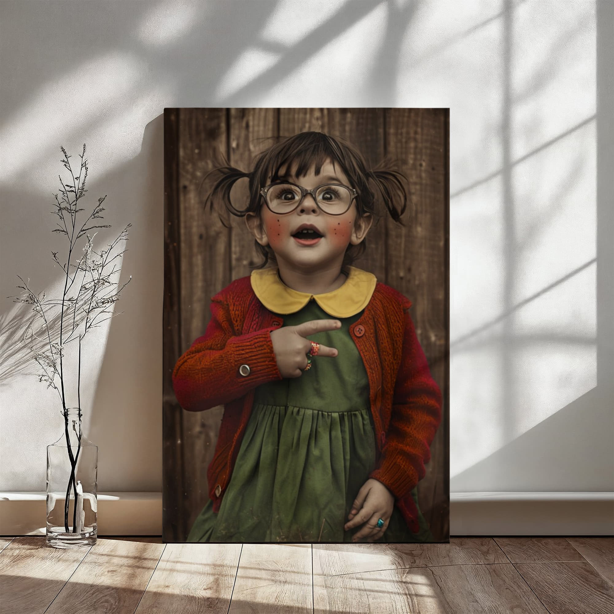 “Curious Little Soul — Vintage-Inspired Portrait Canvas Print | Whimsical Childhood Wall Art”