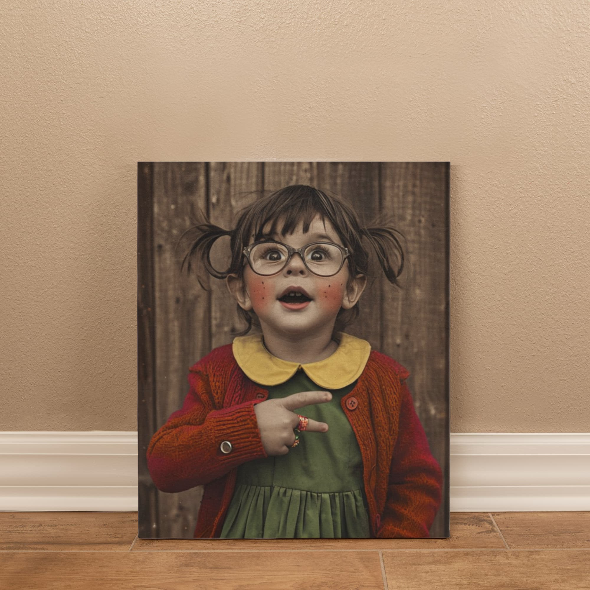 “Curious Little Soul — Vintage-Inspired Portrait Canvas Print | Whimsical Childhood Wall Art”