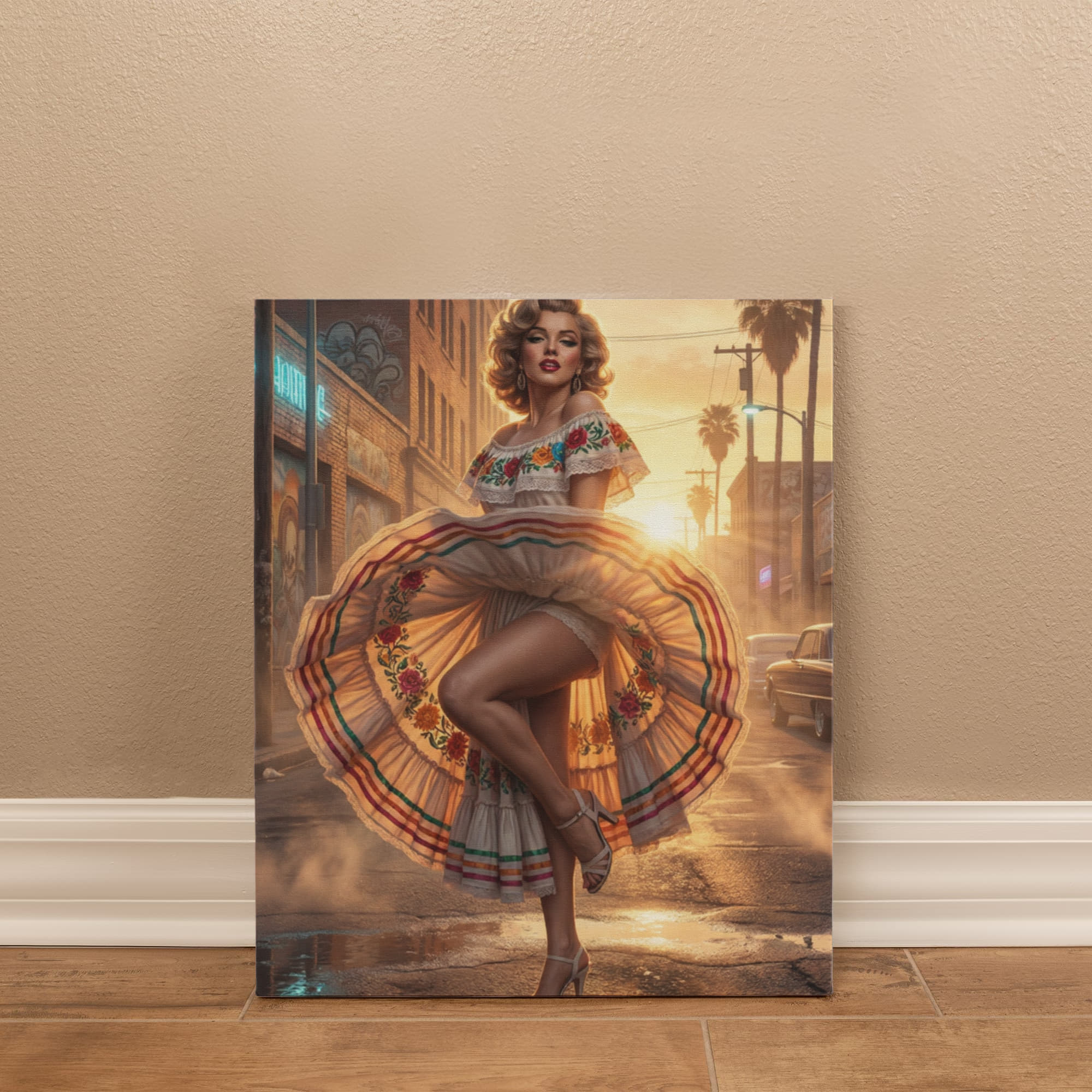 “Golden Hour Muse — Vintage Hollywood-Inspired Canvas Wall Art | Elegant Statement Piece for Modern Interiors”