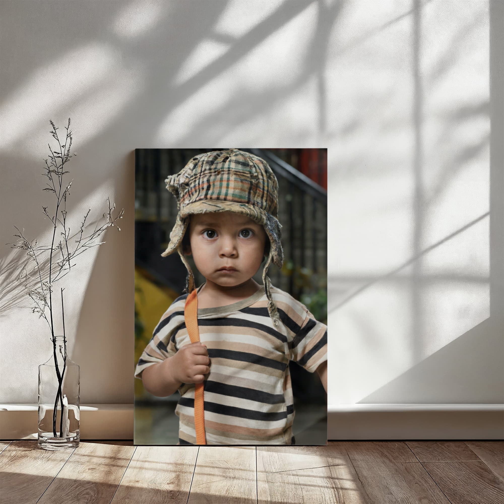 Vintage Childhood Portrait Canvas Wall Art | Realistic Nostalgic Kids Photography Print | Emotional Storytelling Decor | Unique Home or Nursery Wall Art