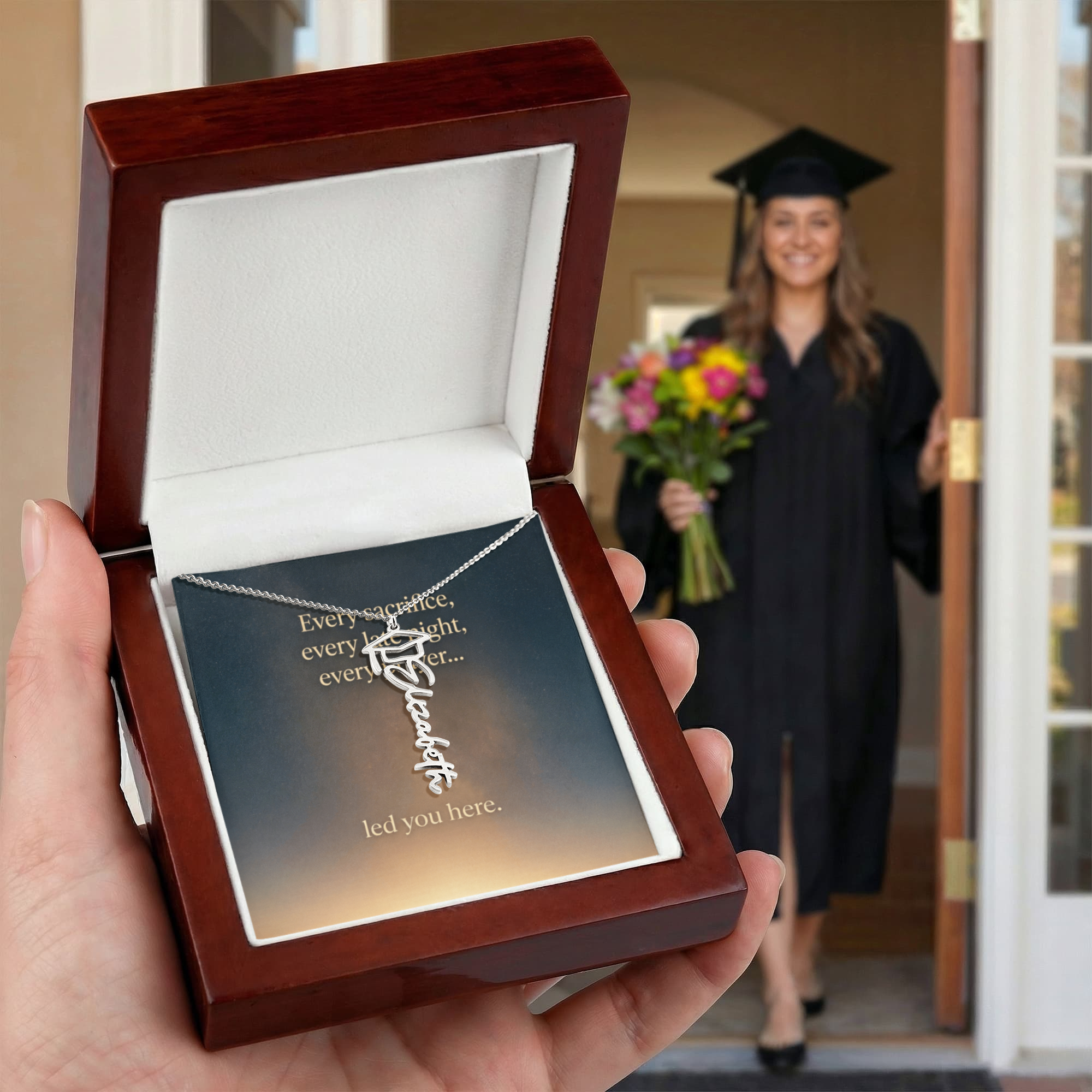 “To Our Graduate — Every Sacrifice Led You Here | Personalized Name Necklace Gift”