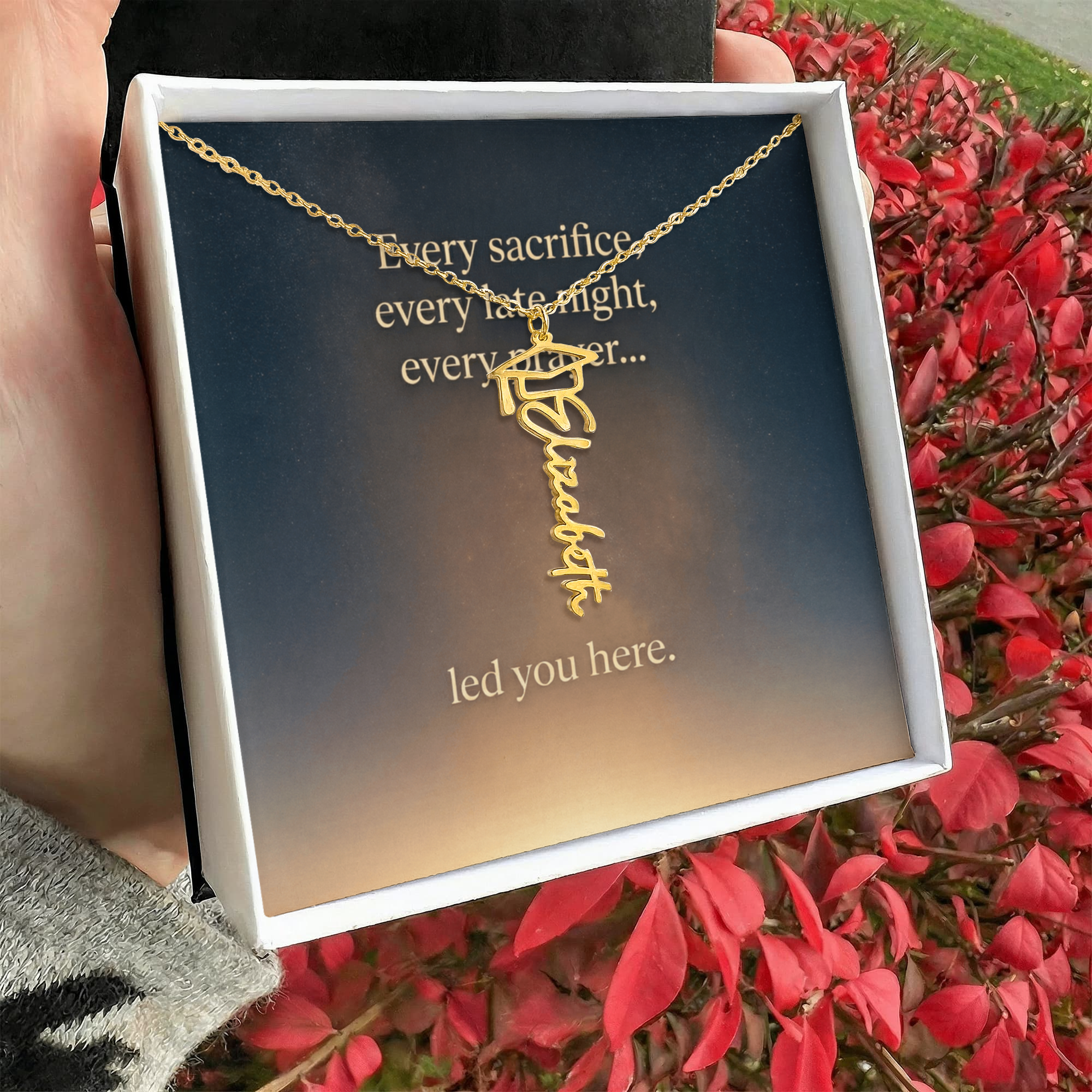 “To Our Graduate — Every Sacrifice Led You Here | Personalized Name Necklace Gift”