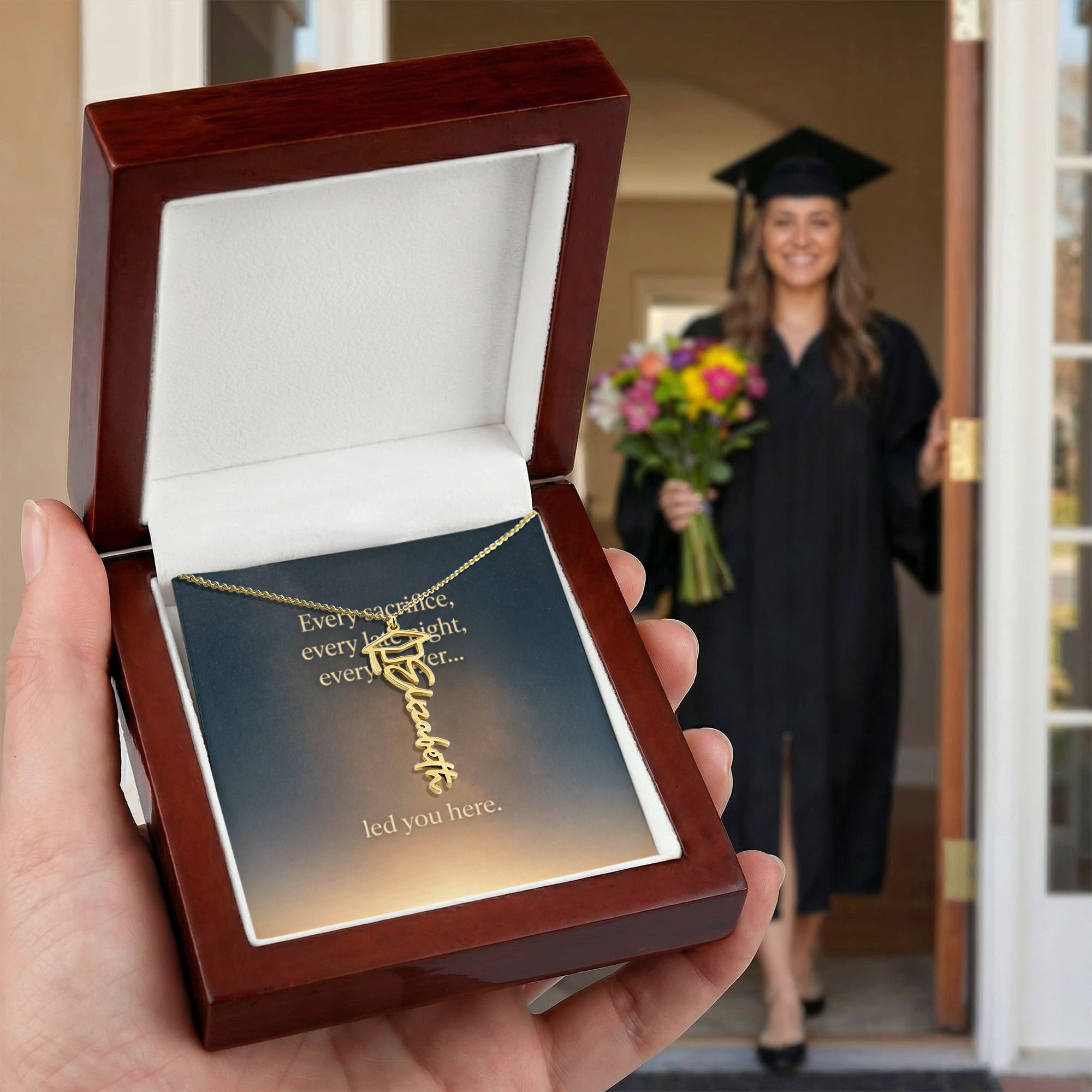 “To Our Graduate — Every Sacrifice Led You Here | Personalized Name Necklace Gift”