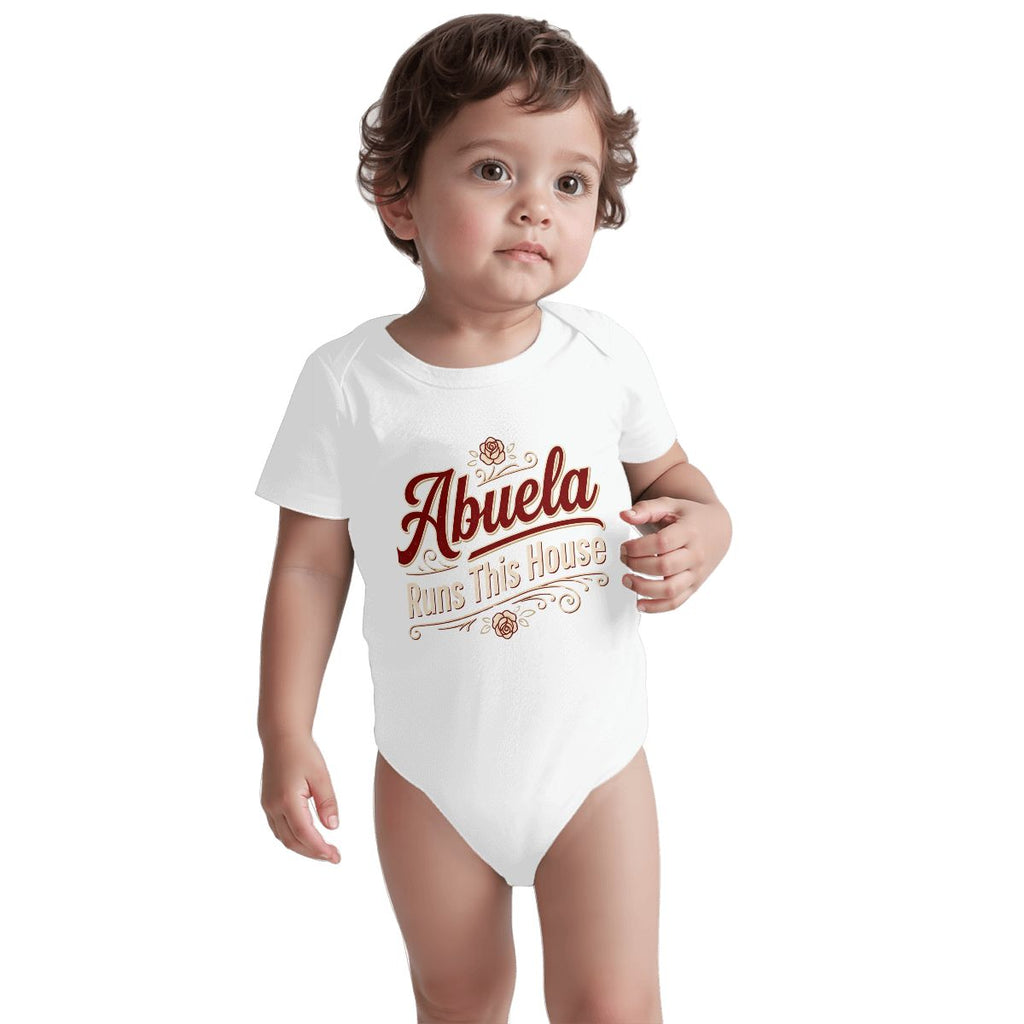 Abuela Runs This House Baby Onesie – Funny Cultura Baby Bodysuit