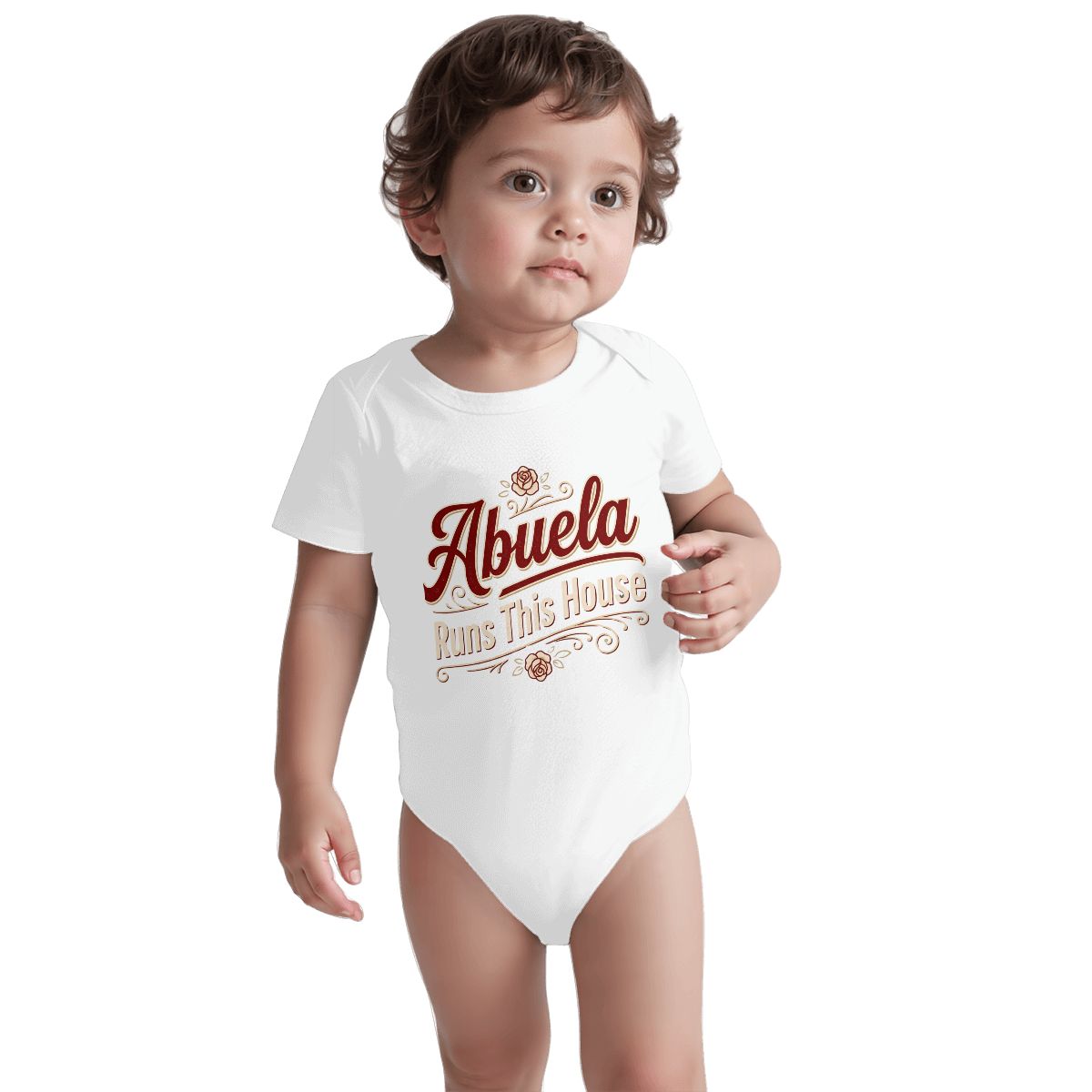 Abuela Runs This House Baby Onesie – Funny Cultura Baby Bodysuit