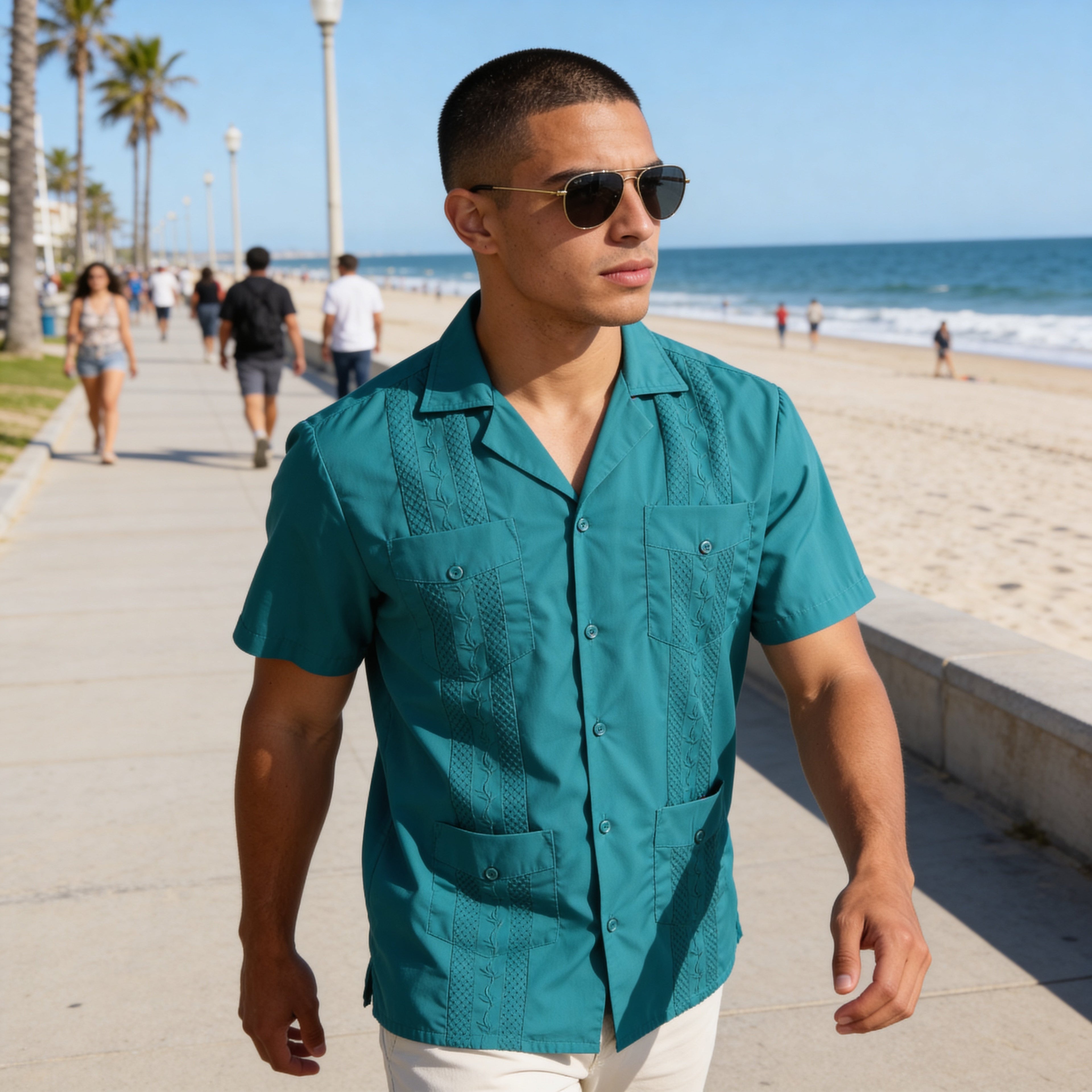 Men’s Classic Guayabera Shirt – Timeless Short Sleeve Button-Up for Summer & Special Occasions