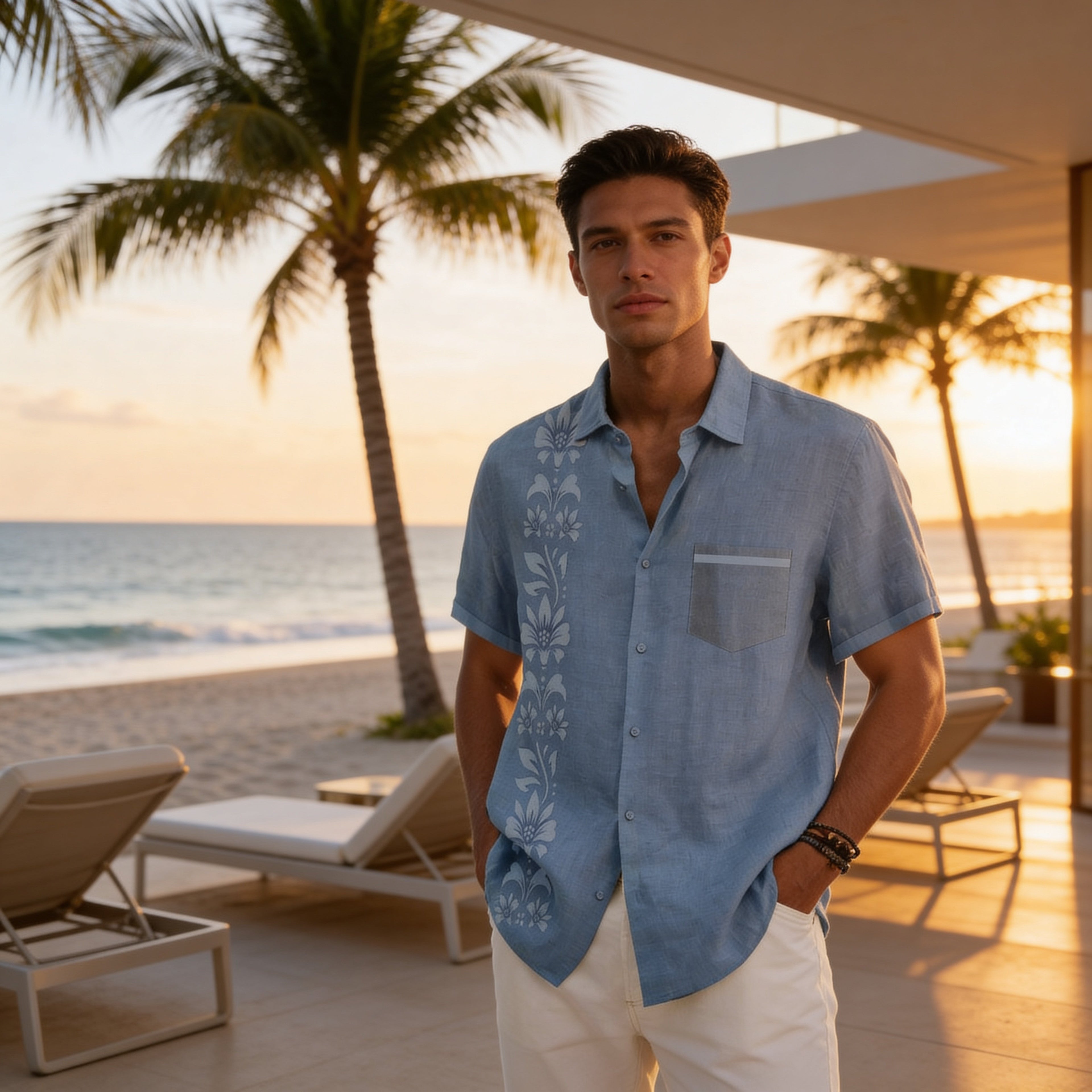 Men’s Coastal Resort Shirt – Lightweight Summer Button-Up