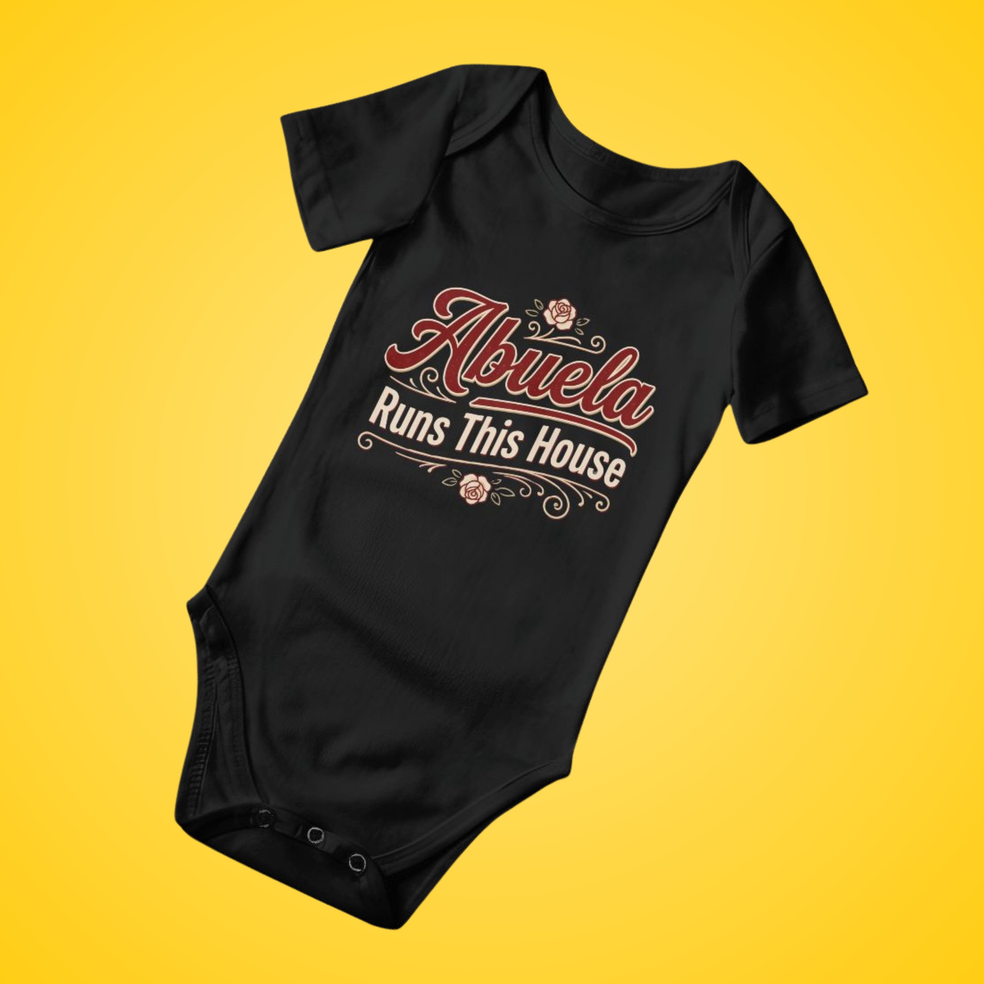 Abuela Runs This House Baby Onesie – Funny Cultura Baby Bodysuit