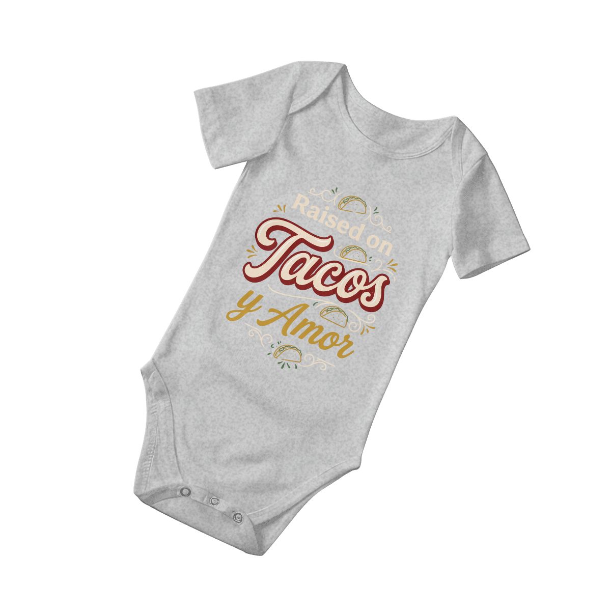 Raised on Tacos y Amor Baby Onesie – Funny Cultura Baby Bodysuit
