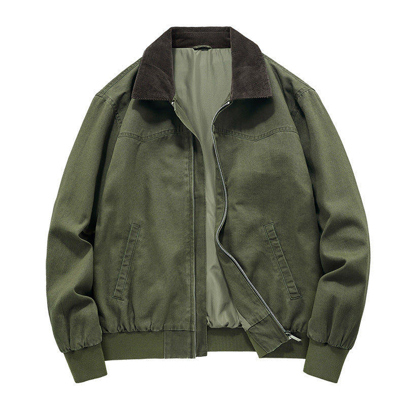 Men’s Casual Workwear Jacket – Modern Fit, Everyday Style for spring And Autumn Washed Denim Work Jacket With Lapel For Young Men