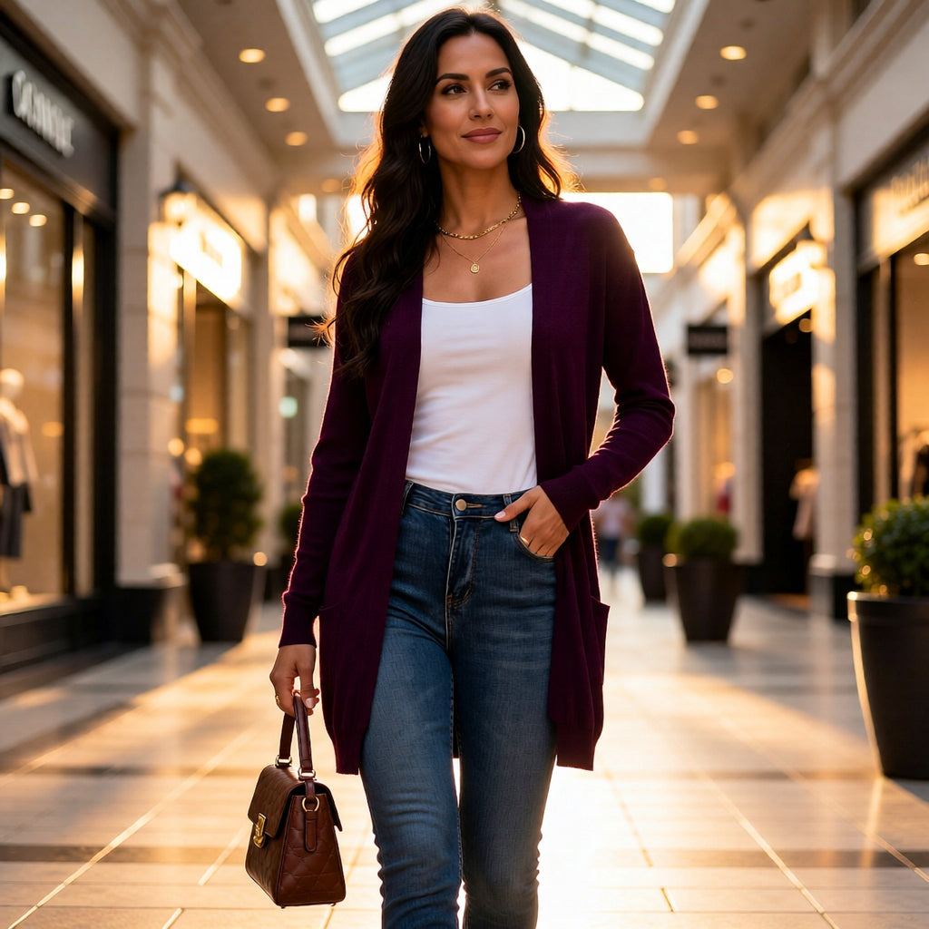 Essential Longline Cardigan – Soft Knit, Flowy Fit & Multi-Color Options