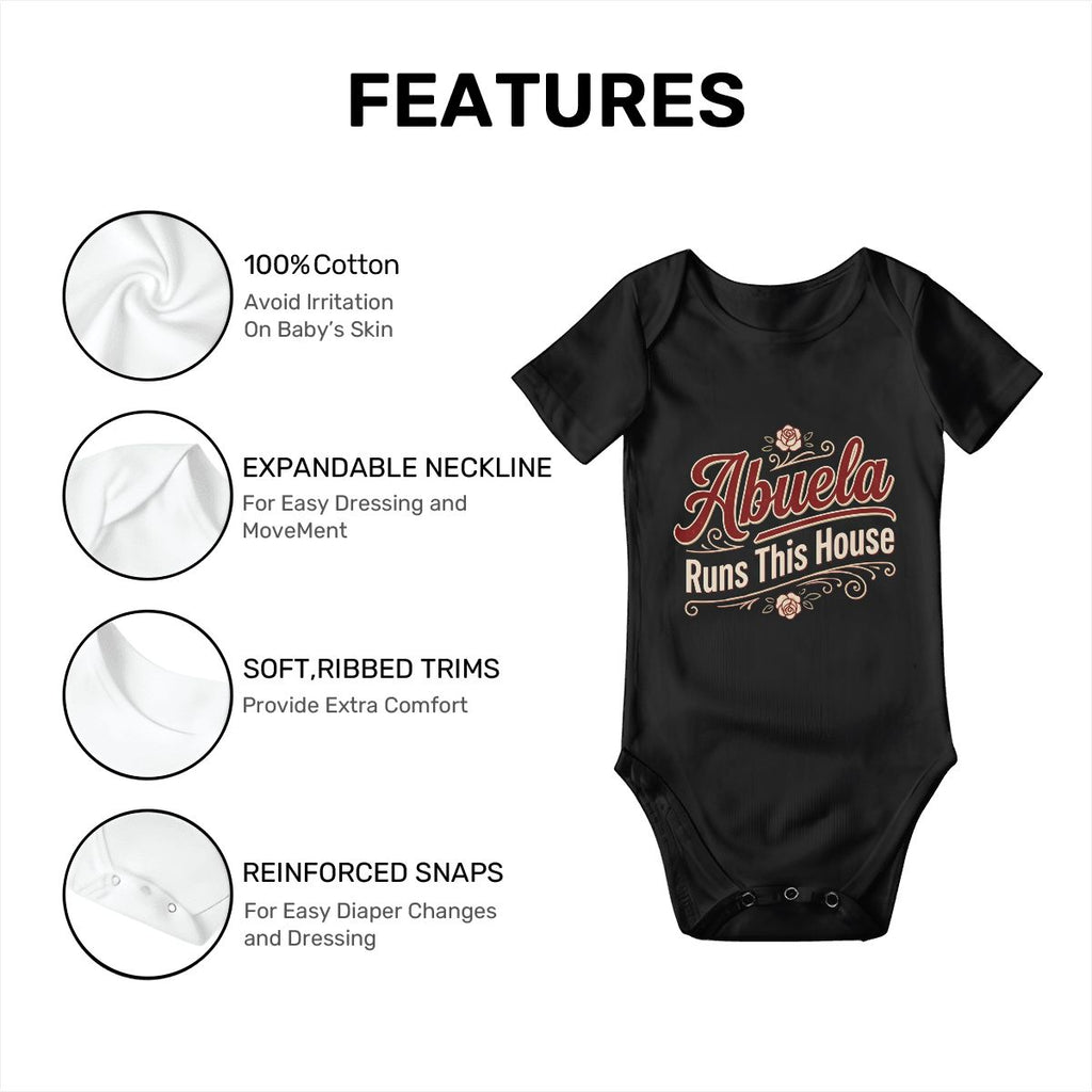 Abuela Runs This House Baby Onesie – Funny Cultura Baby Bodysuit