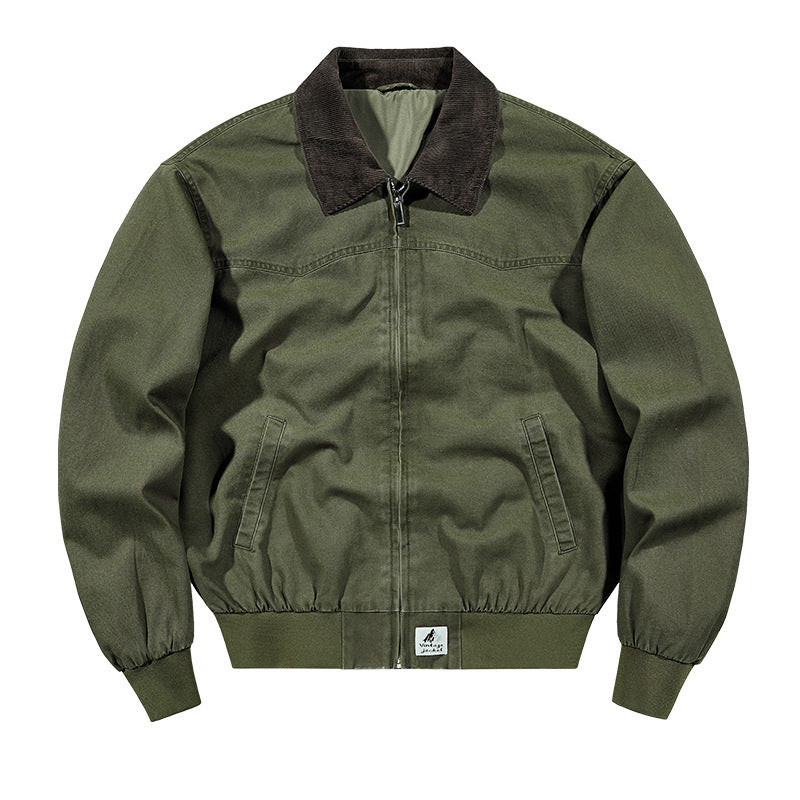 Men’s Casual Workwear Jacket – Modern Fit, Everyday Style for spring And Autumn Washed Denim Work Jacket With Lapel For Young Men