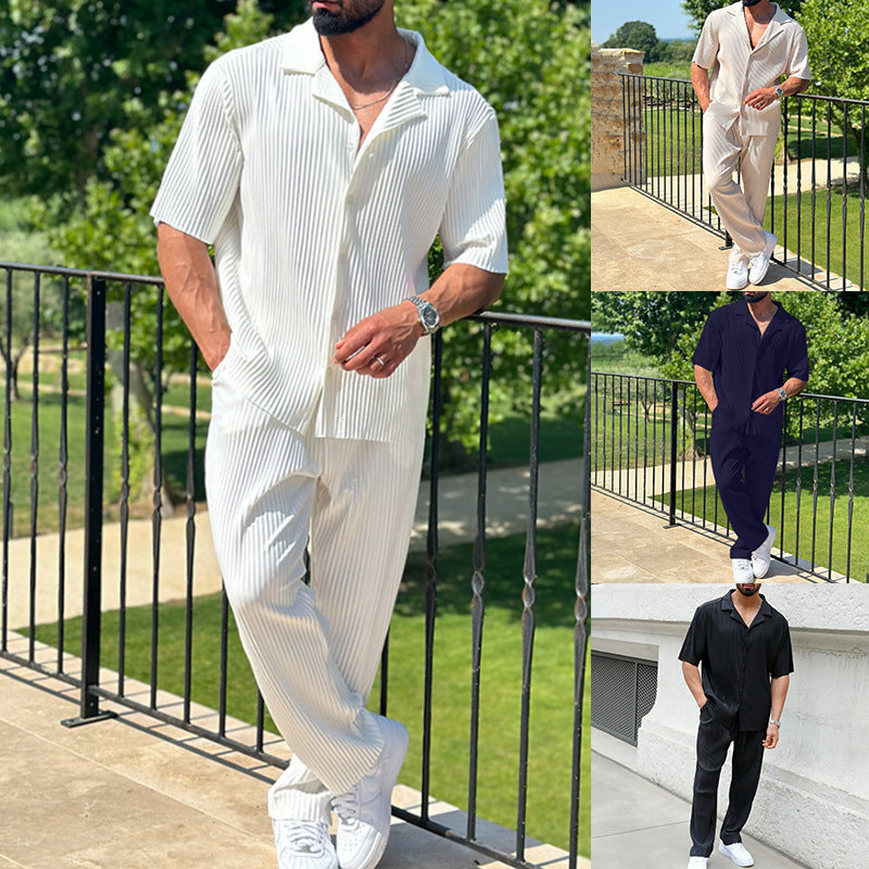 Coastal Linen Two-Piece Set – Short Sleeve Shirt & Relaxed Fit Pants