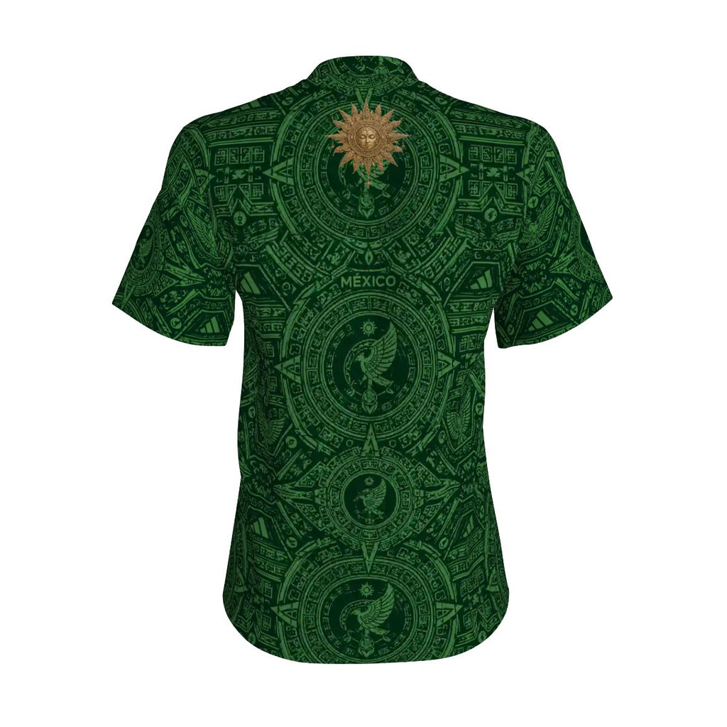 Women's México Heritage Green Performance Shirt | Aztec Soccer Lifestyle| Cultura Prints Co. V-Neck Short-Sleeve T-Shirt