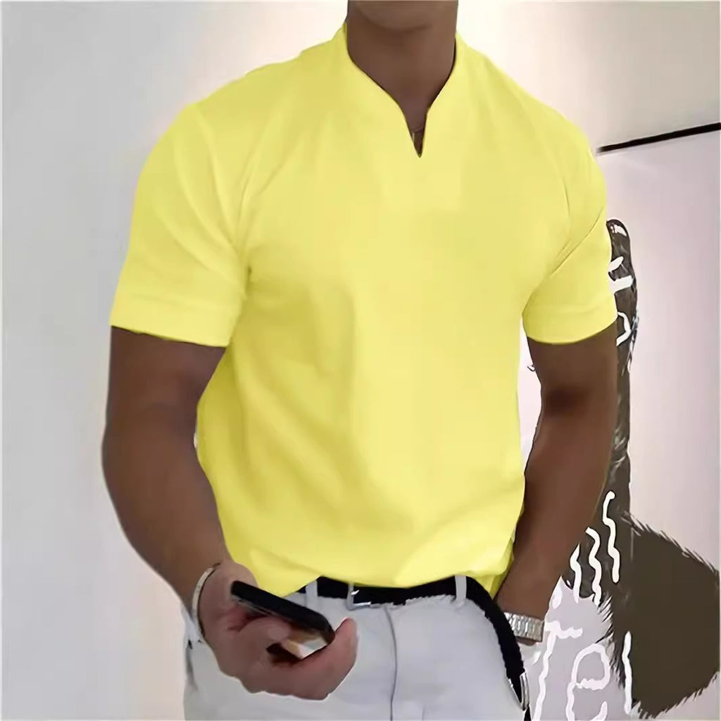 Men’s V-Notch Short Sleeve Shirt – Athletic Fit, Modern Summer Style