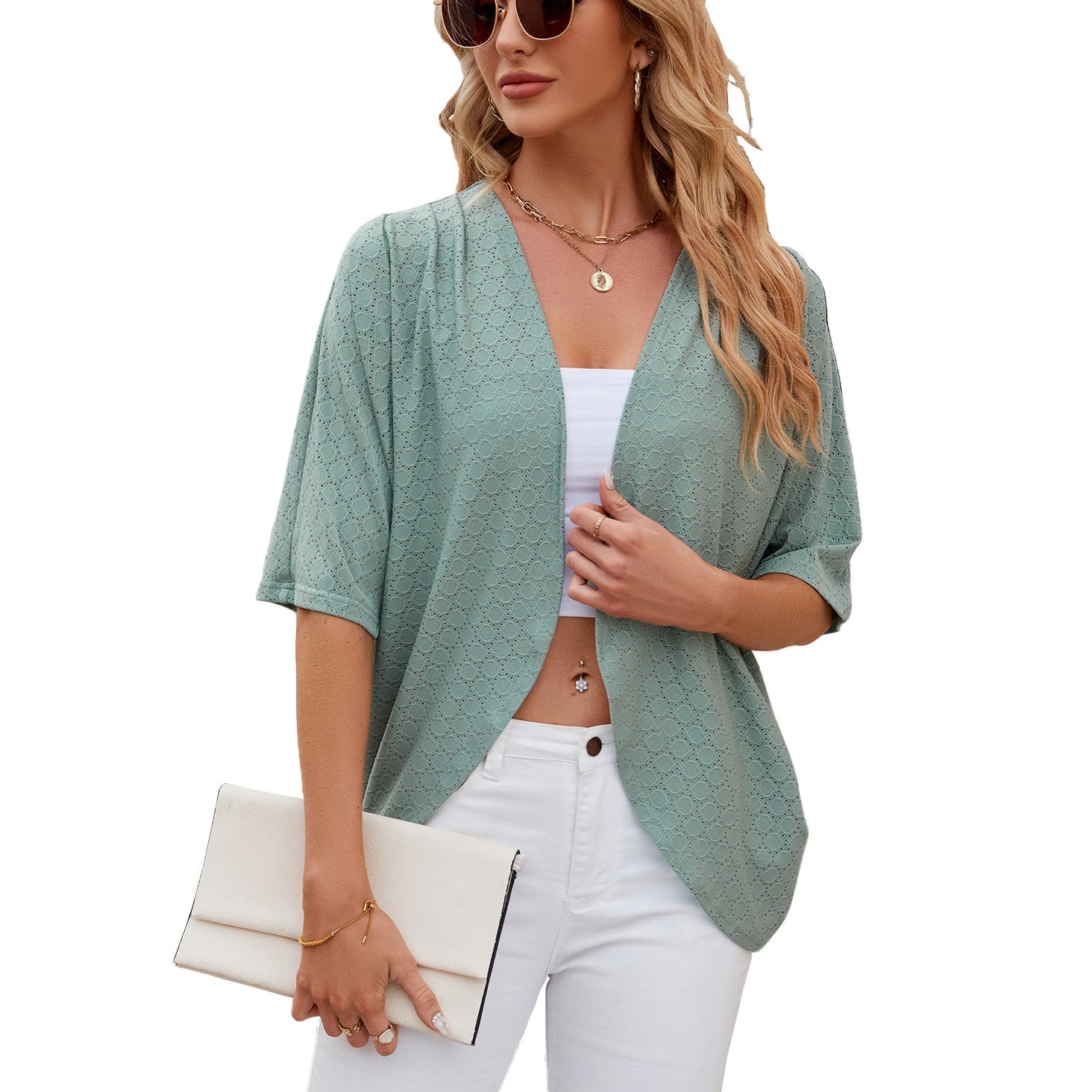Effortless Everyday Cardigan – Lightweight Open Front Layer/Half Sleeves Cardigan Knitted Cardigan Coat Office Cardigan