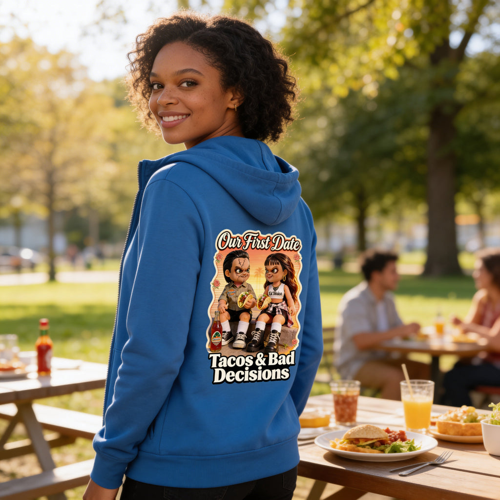 “Tóxica Pero Bonita” Zip Hoodie – Tacos & Bad Decisions Edition