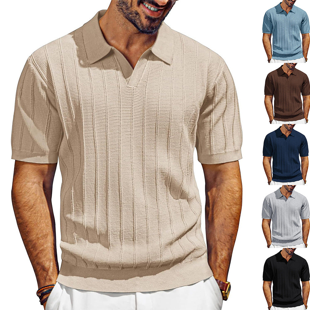 Men’s Textured Knit Polo – Clean Fit Summer Essential
