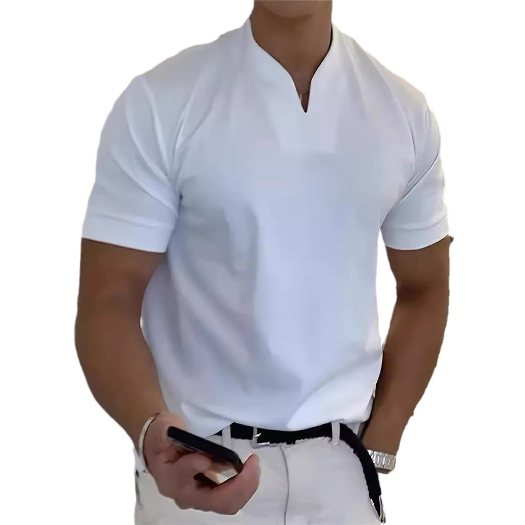 Men’s V-Notch Short Sleeve Shirt – Athletic Fit, Modern Summer Style