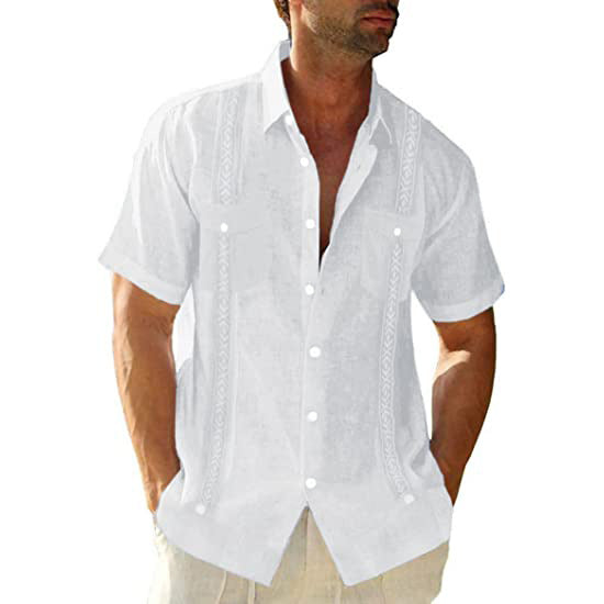 Men’s Modern Cuban Guayabera Shirt – Lightweight Summer Button-Up